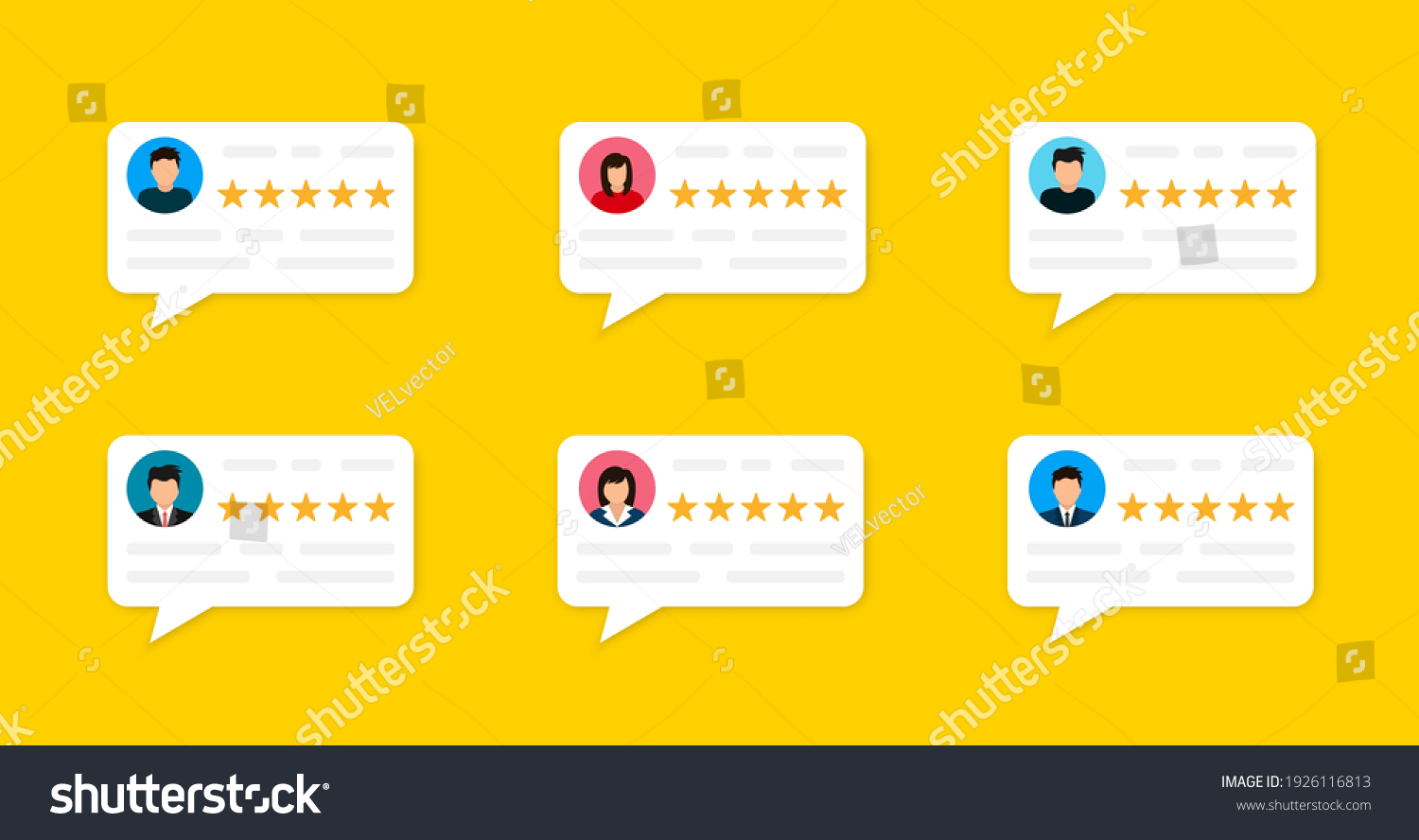 User reviews and feedback concept. User reviews online. Customer feedback review experience rating concept. User client service message. Vector illustration. EPS 10 #1926116813