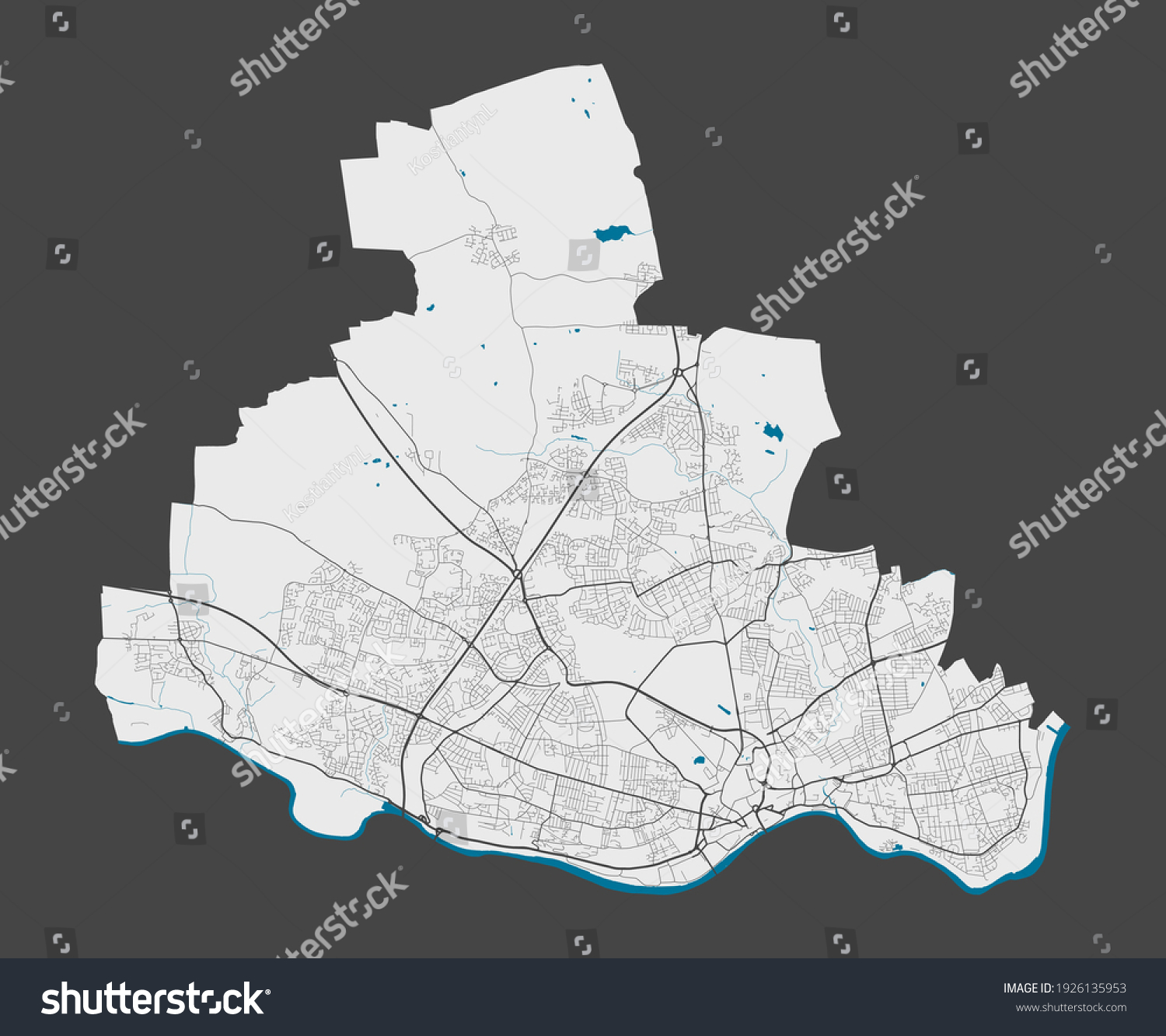 Newcastle upon Tyne map. Detailed map of - Royalty Free Stock Vector ...