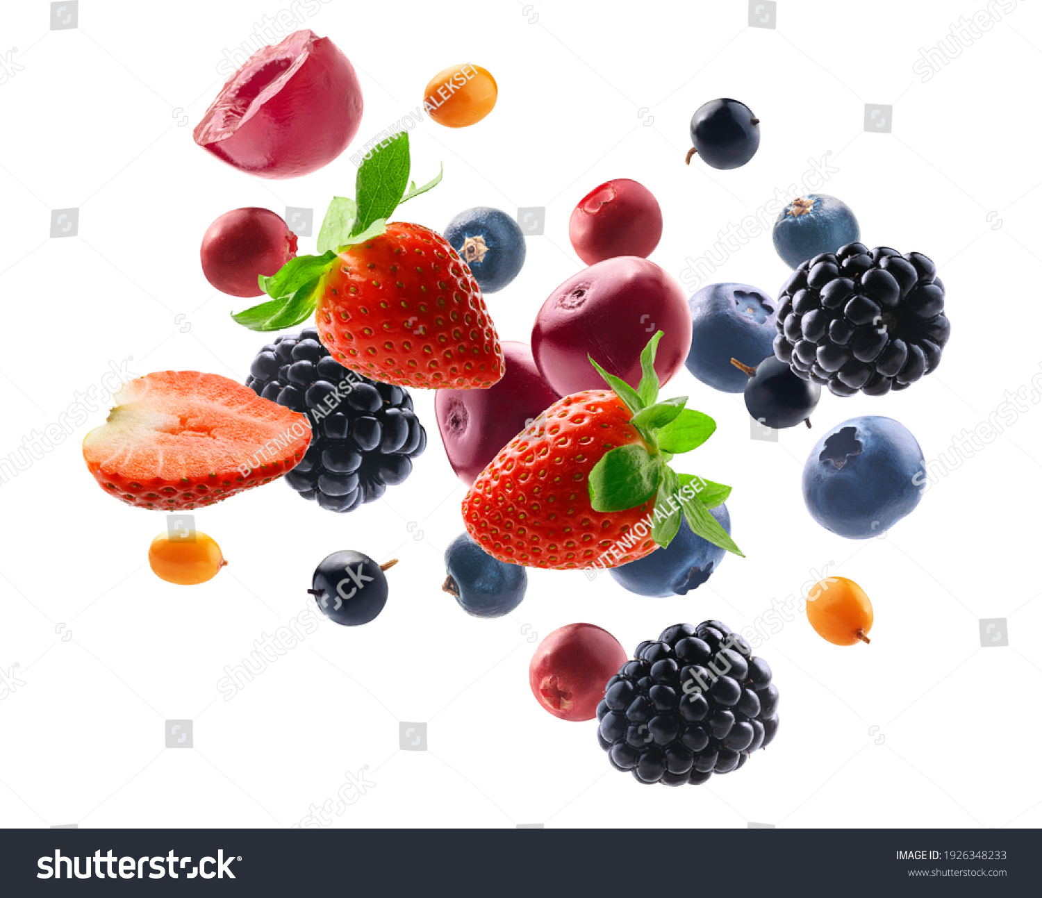 Many different berries in the form of a frame on a white background #1926348233