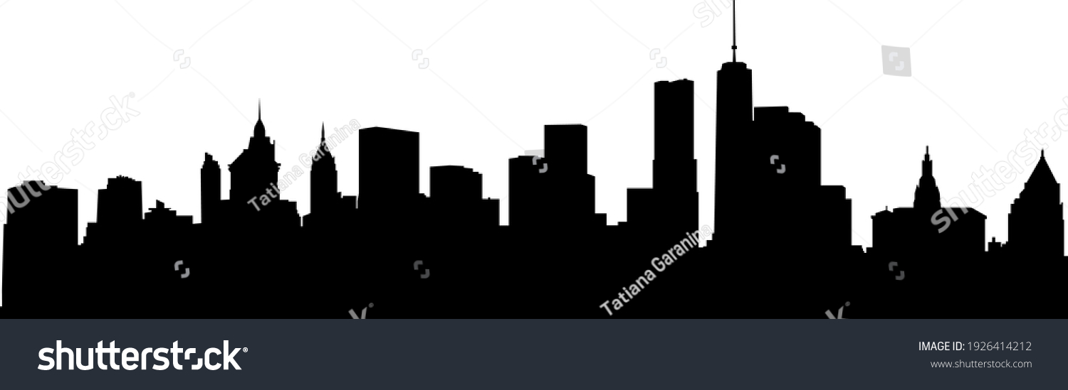 New York City skyscrapers. Skyline silhouette isolated on white background #1926414212