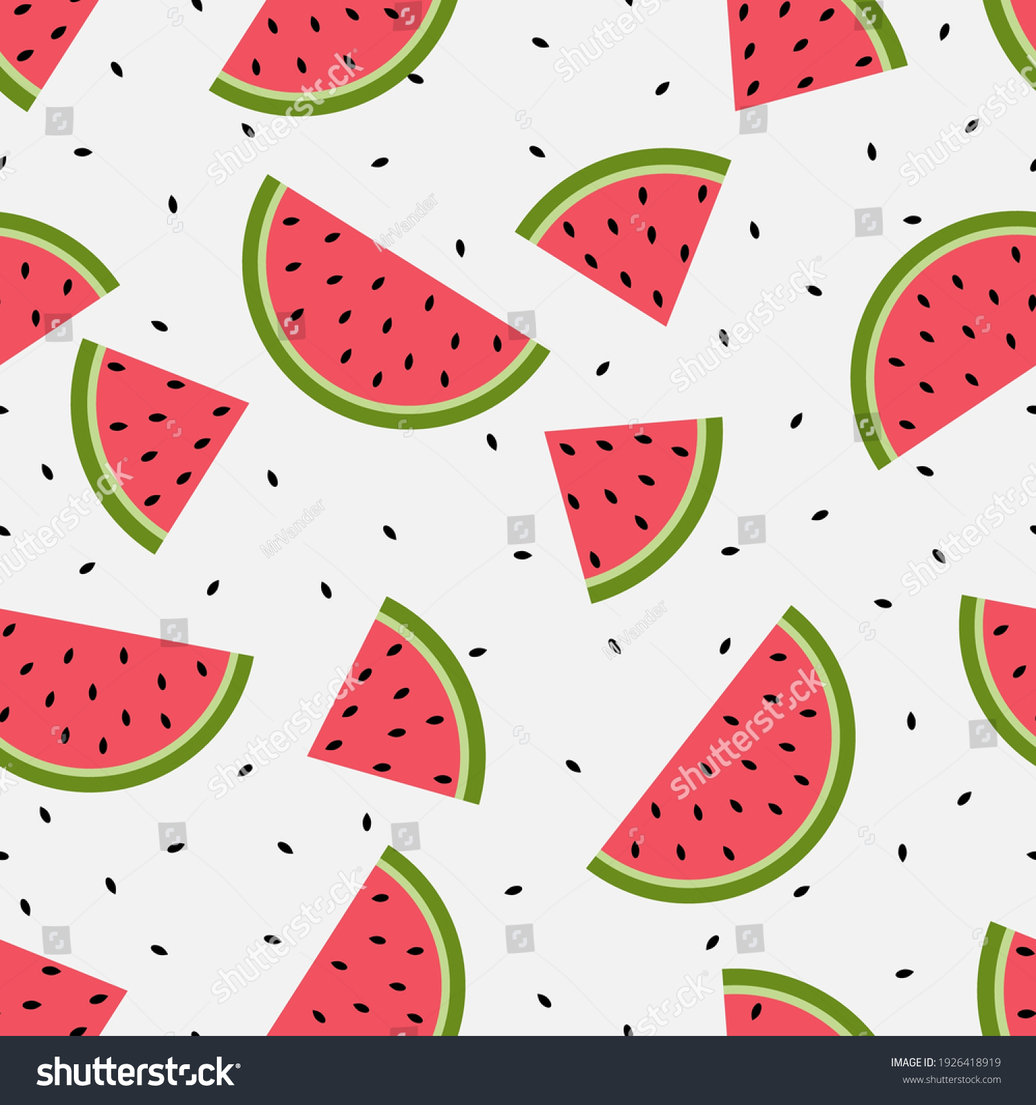 Seamless watermelons pattern. Vector background. Flat design. #1926418919