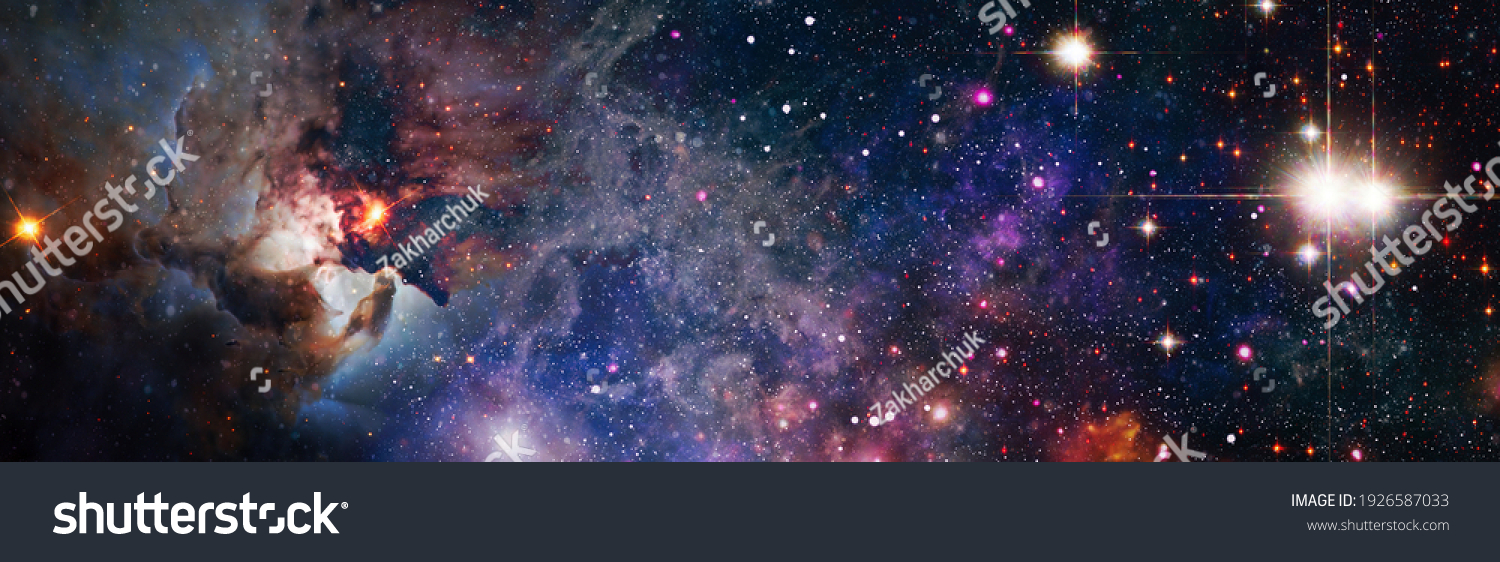abstract background with night sky and stars. Panorama view universe space shot of milky way galaxy with stars on a night sky background. Elements of this Image Furnished by NASA #1926587033