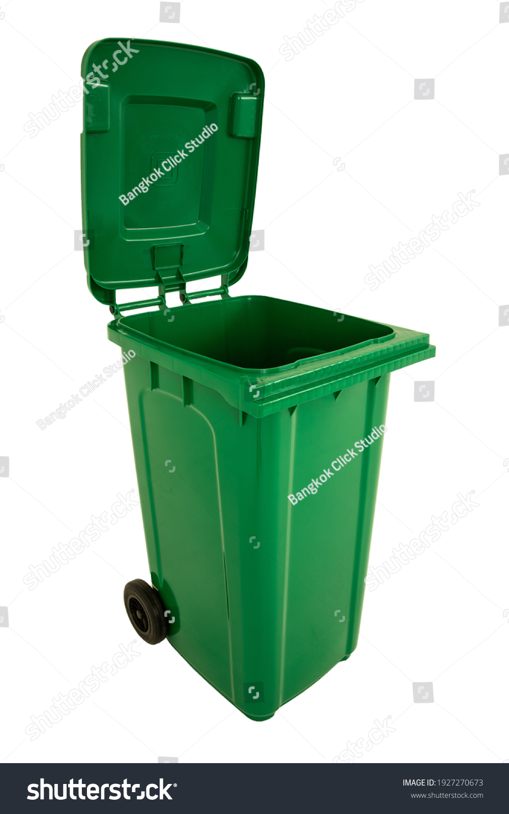A new unbox green large bin isolated on white background. #1927270673