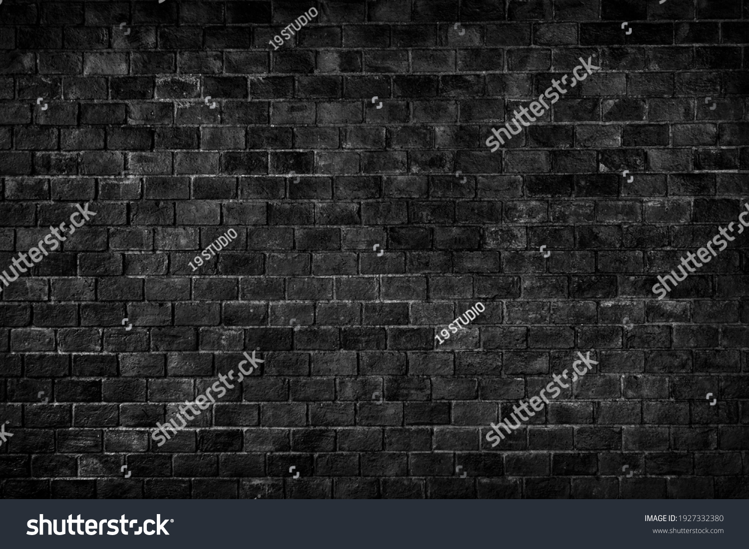 black texture with brick wall for background website or brickwork for design #1927332380