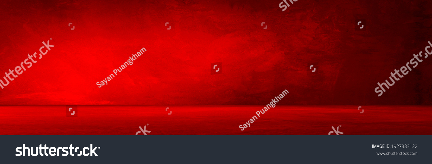 Red concrete wall and floor with light and shadow backgrounds, use for product display for presentation and cover banner design. #1927383122