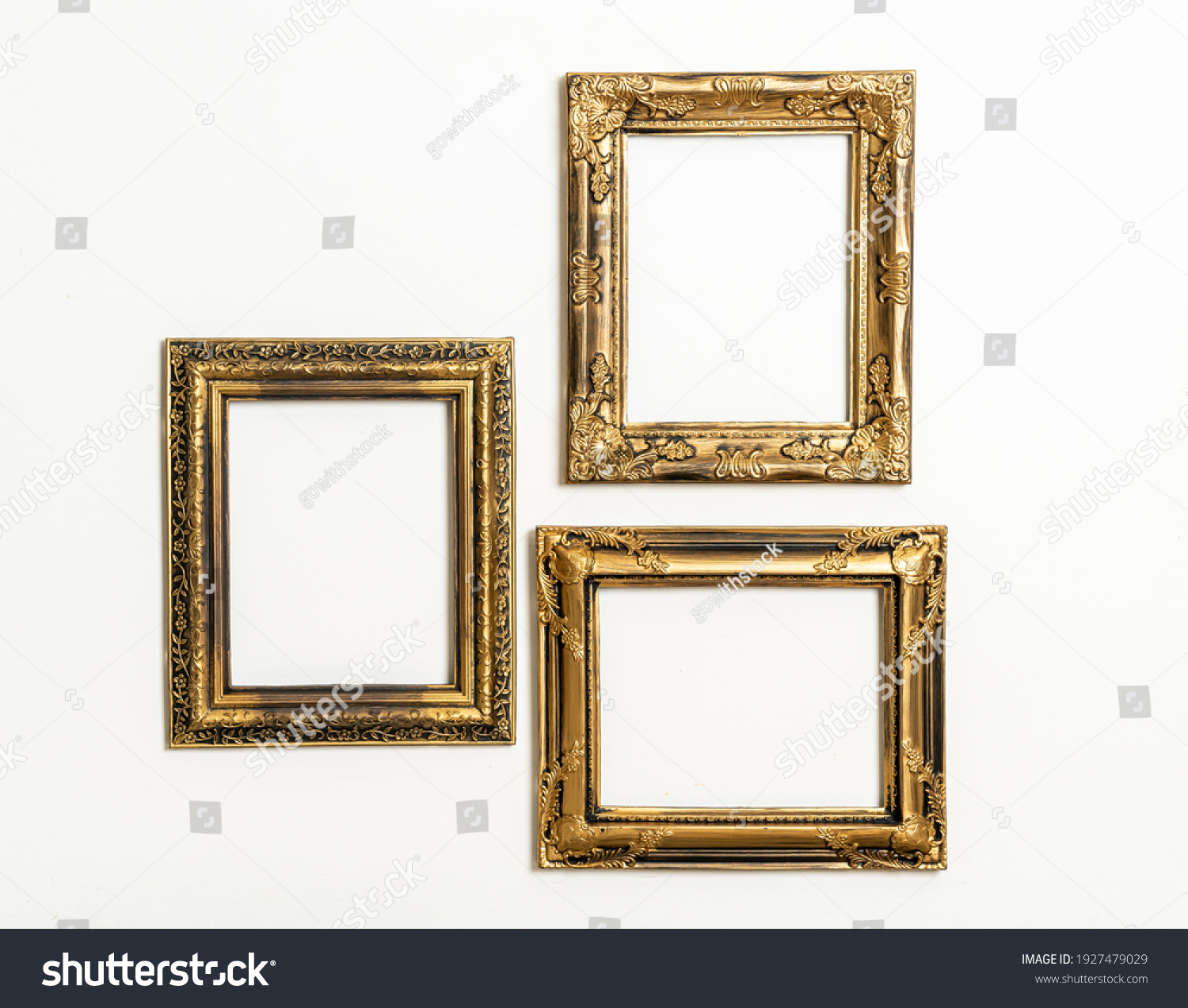 empty picture frame on white wall background with copy space #1927479029