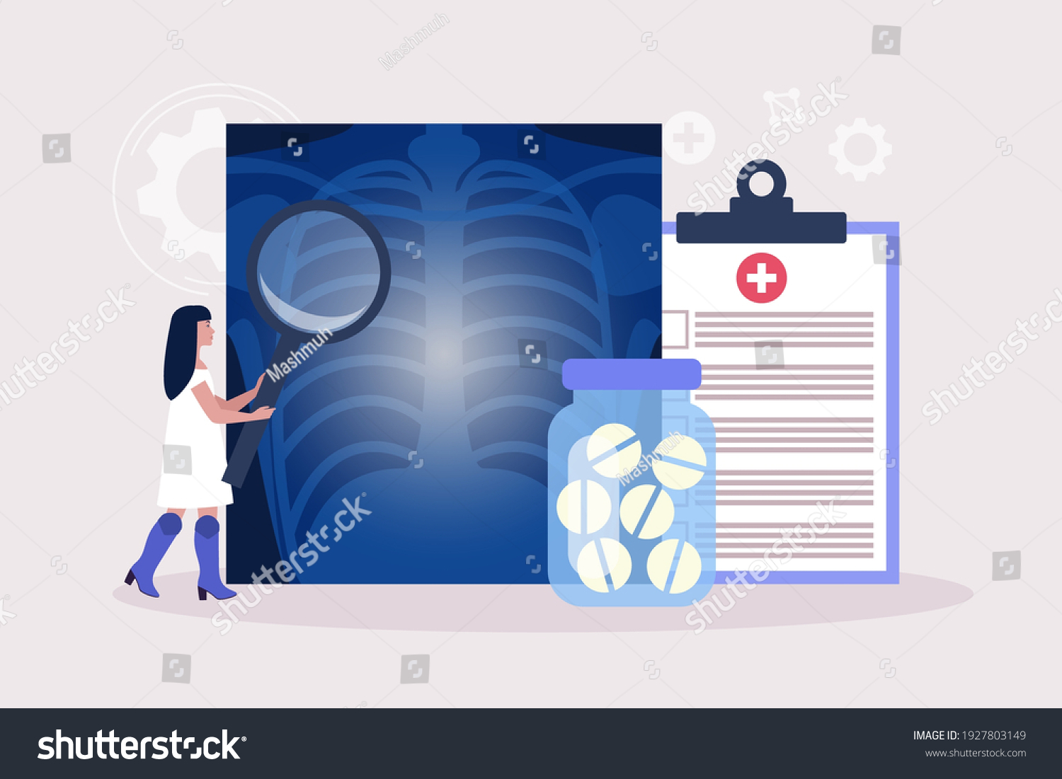 Rheumatology concept. Young woman checks X-ray. - Royalty Free Stock ...