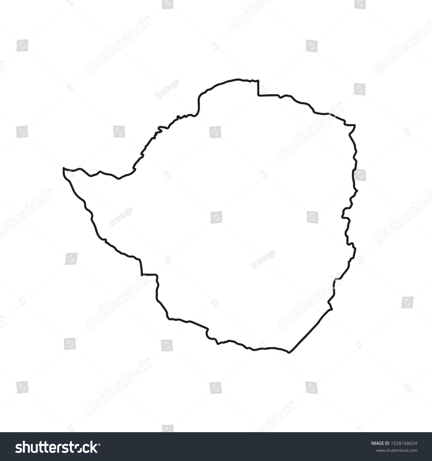 Outline map of Zimbabwe white background. Vector - Royalty Free Stock ...