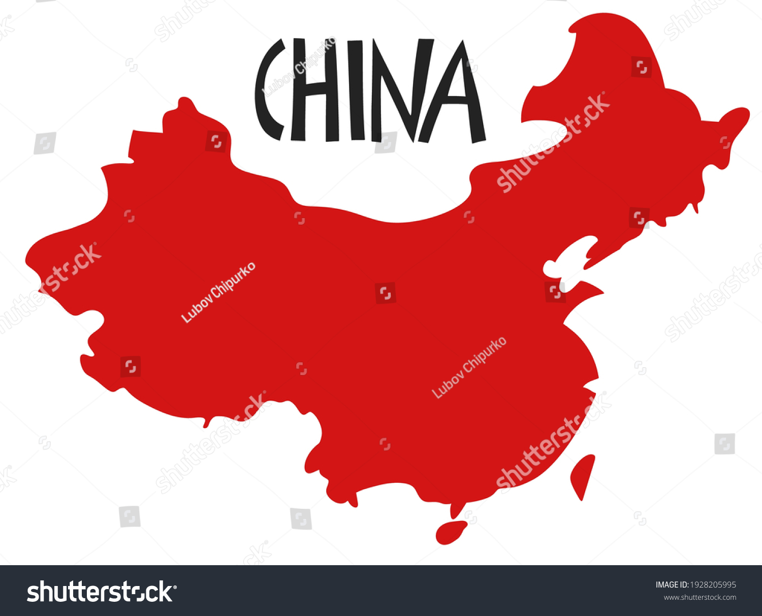 Vector hand drawn stylized map of China. Travel - Royalty Free Stock ...