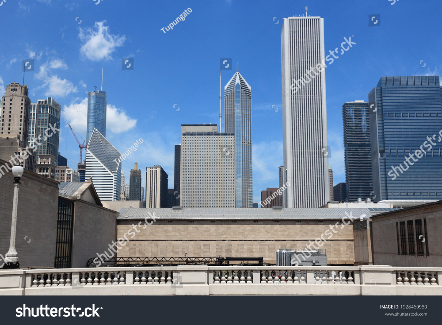 Chicago skyline stock photo. Downtown Chicago office buildings. #1928460980