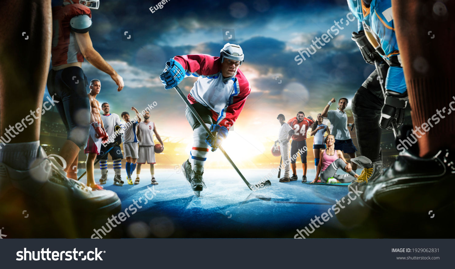 Ice Hockey multi sports grand arena collage boxing basketball soccer football volleyball tennis fitness cycling baseball ice hockey #1929062831
