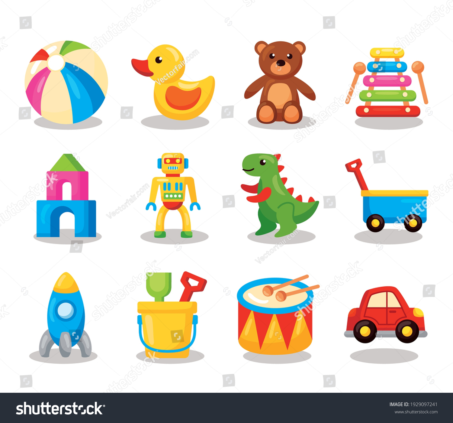 twelve kids toys set icons #1929097241