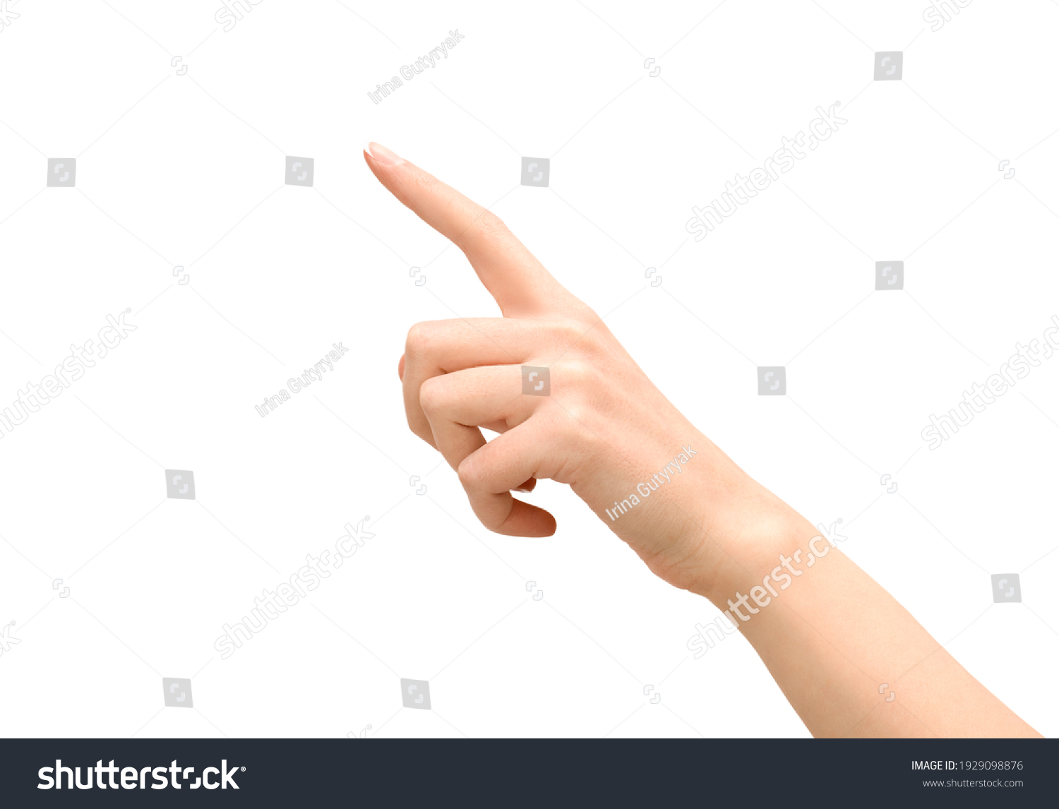 hand touches virtual screen on isolated white background #1929098876