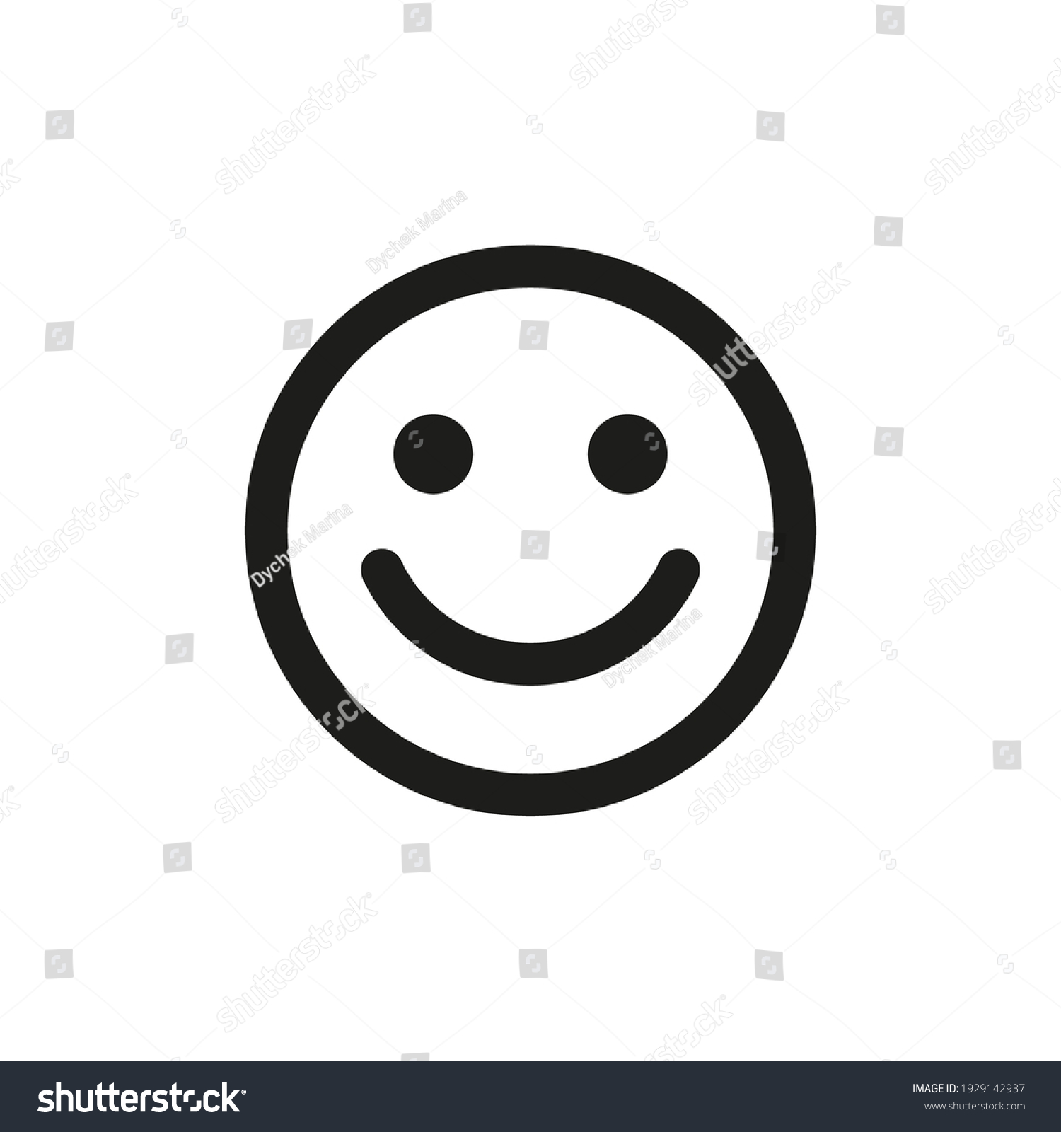 The icon of a person's smile.  A smile, a human laugh. Simple linear flat illustration on a white background. #1929142937