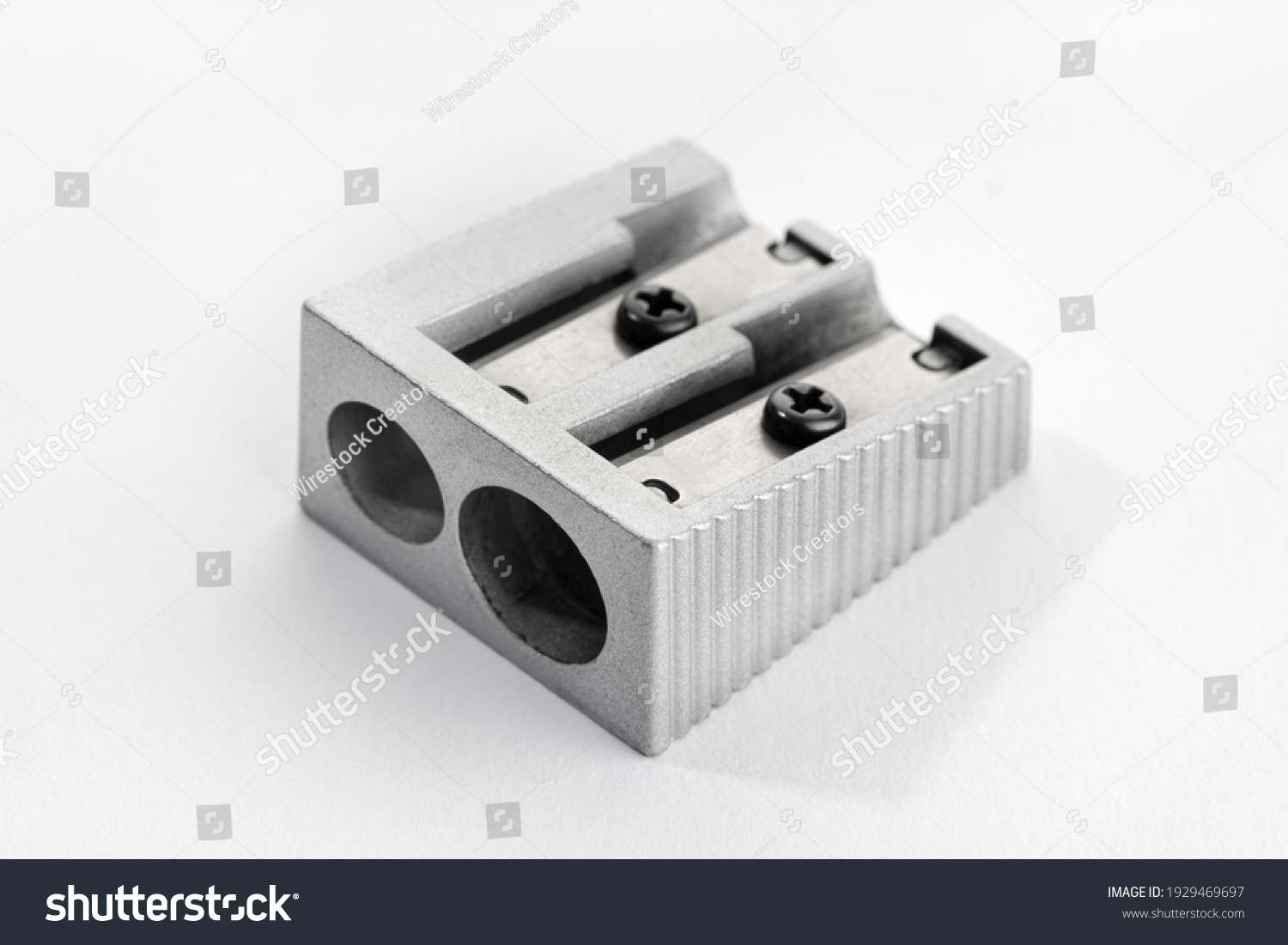 Metallic pencil sharpener with Double Hole isolated on white background #1929469697