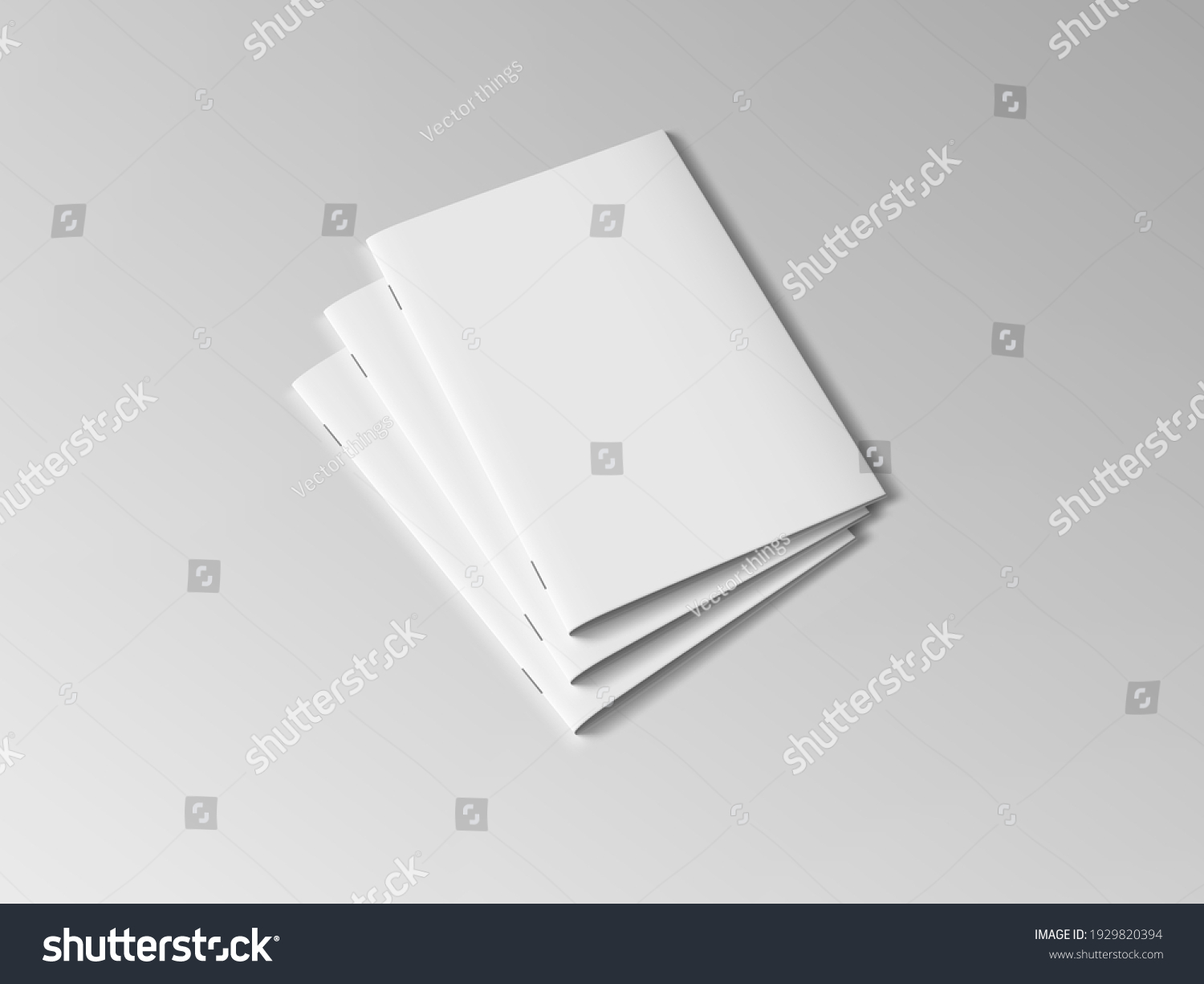 Three A4 Or A5 Clear Brochures With Shadow. EPS10 Vector #1929820394