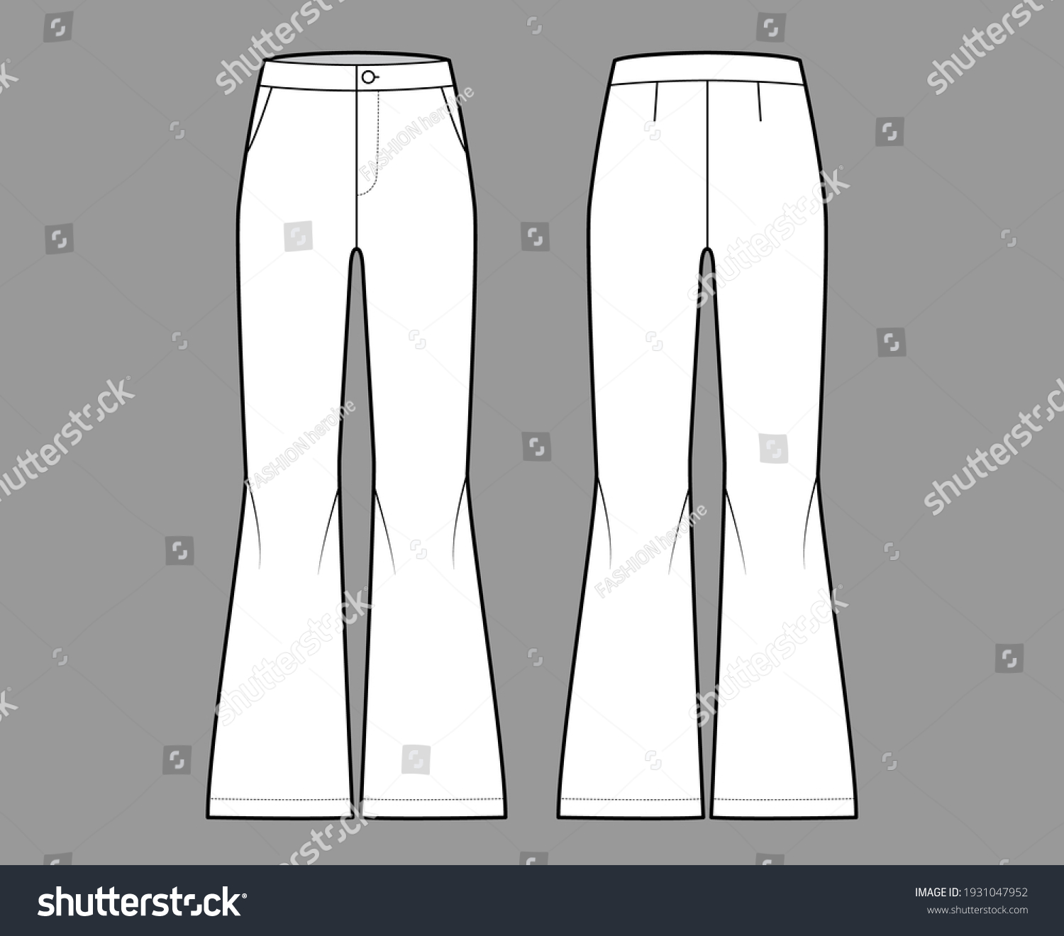 Pants bell-bottom technical fashion 