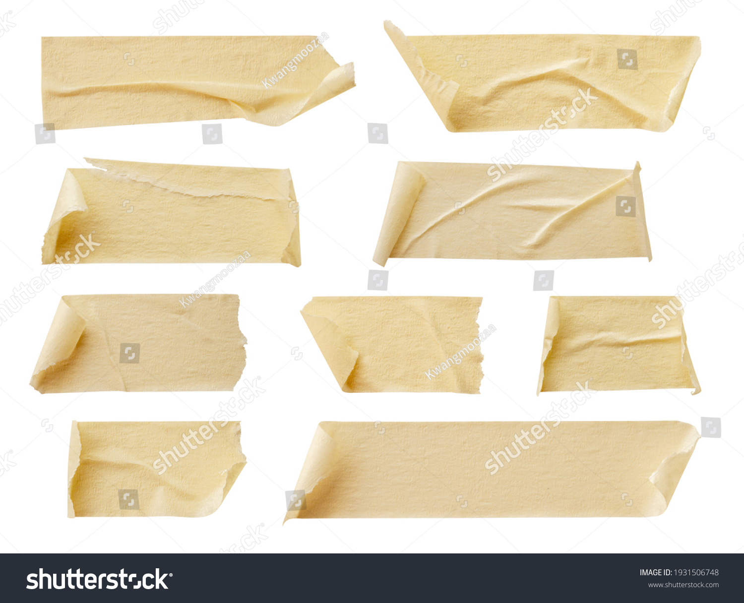Yellow adhesive paper tape isolated on white background #1931506748