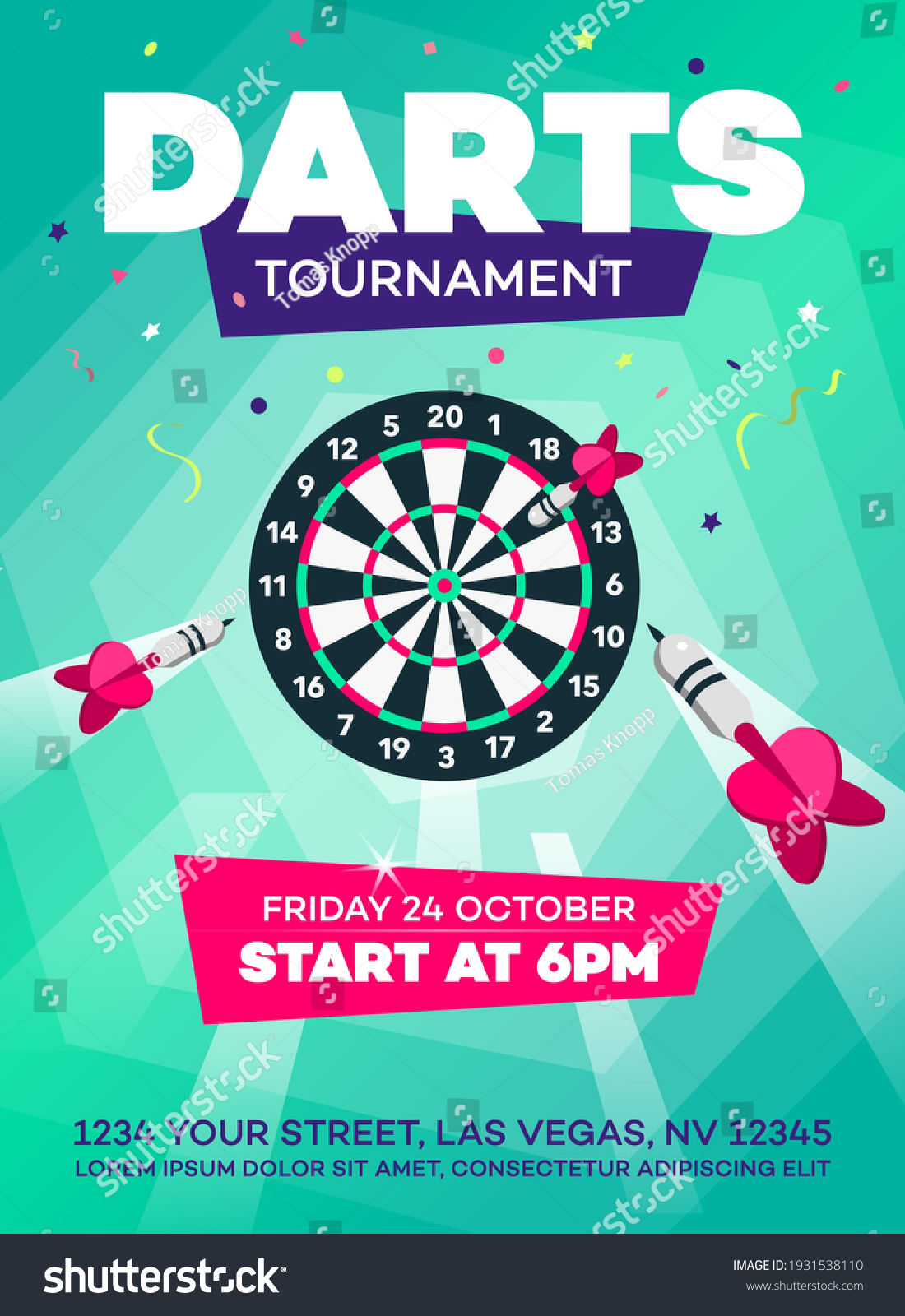 Modern darts tournament poster invitation - Royalty Free Stock Vector ...