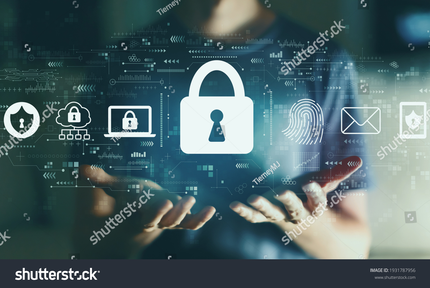 Internet network security concept with young man in the night #1931787956