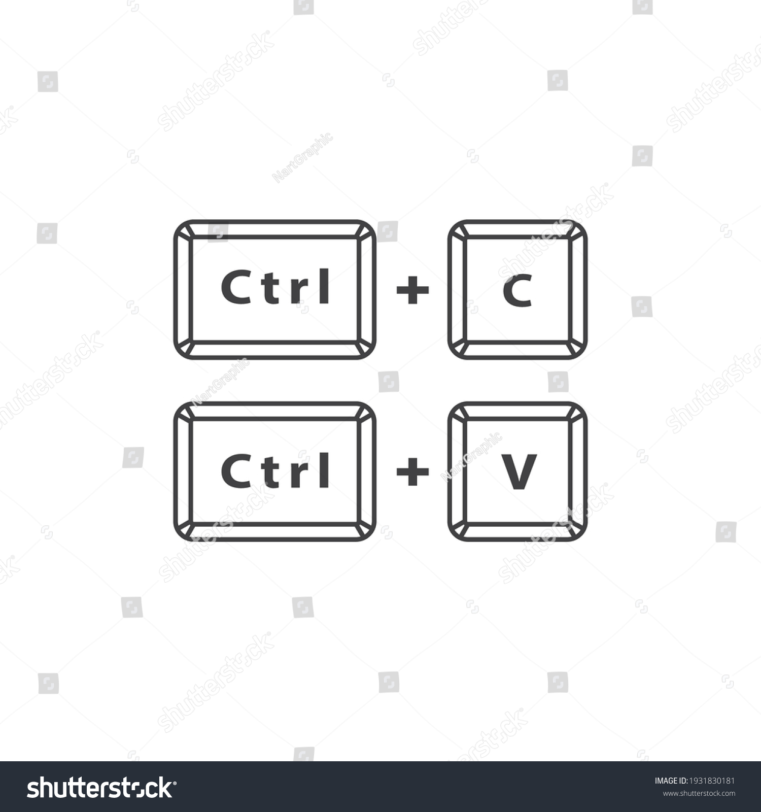 Copy and paste, ctrl c and ctrl v button. Vector - Royalty Free Stock ...