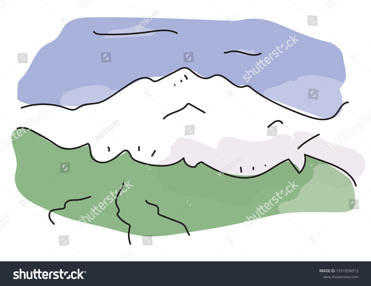 simple colored linear drawing of Mount Triglav - Royalty Free Stock ...