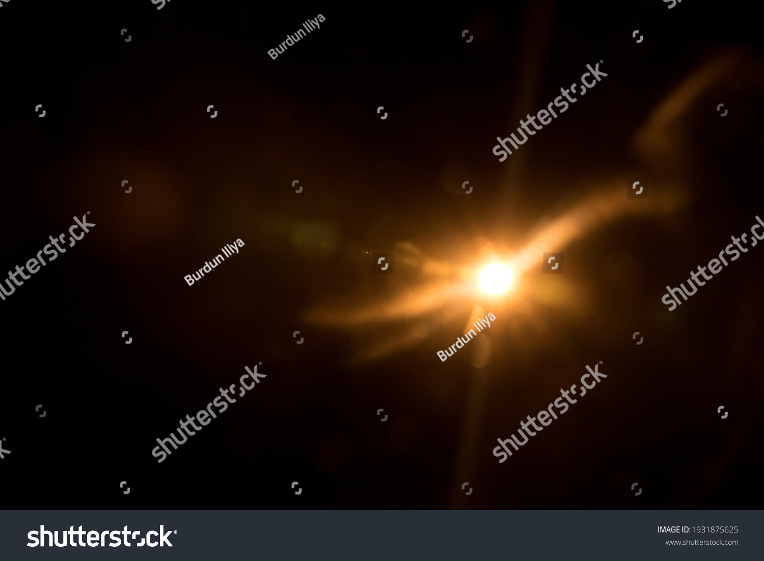 Abstract Natural Sun flare on the black #1931875625