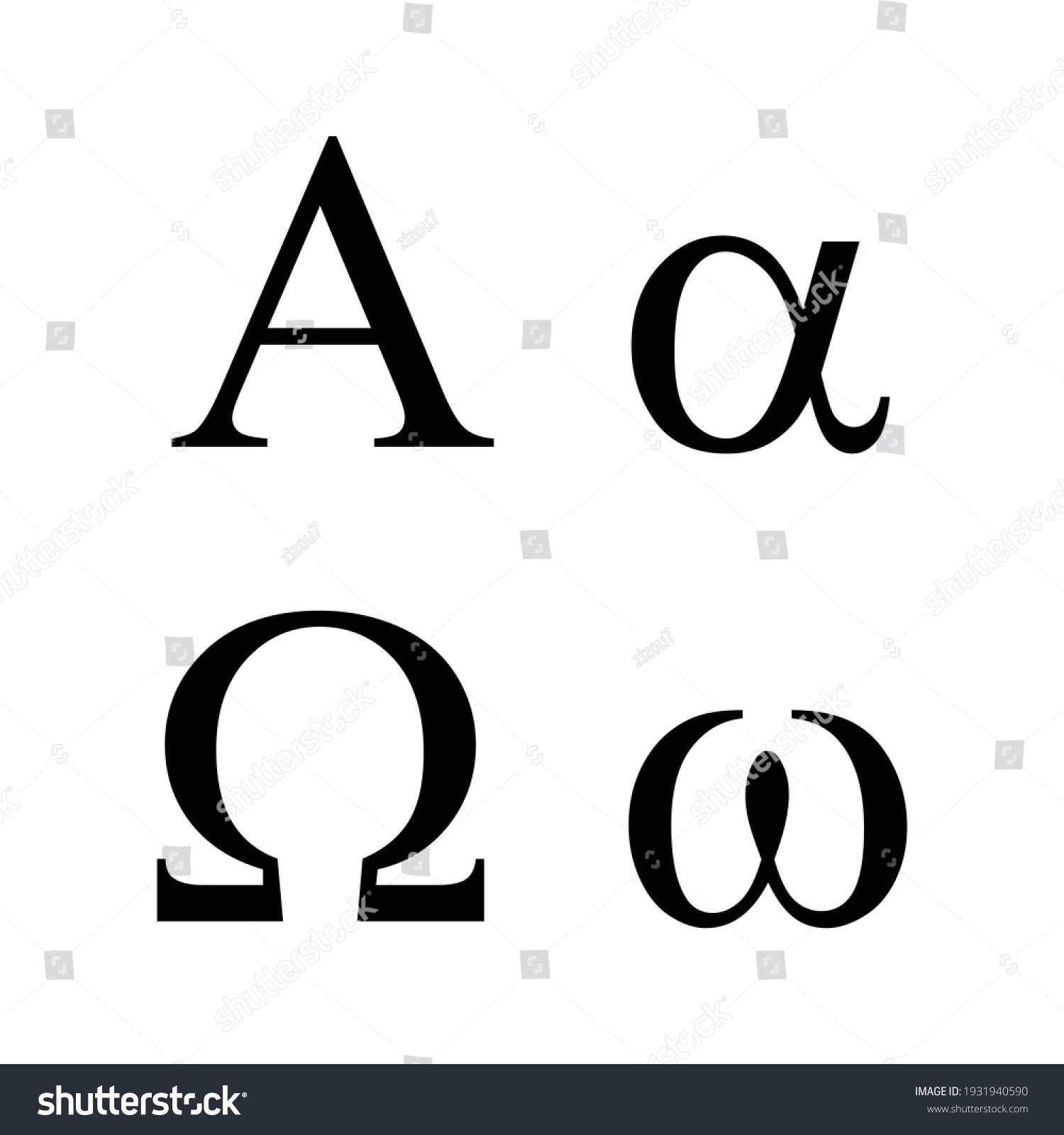 Alpha And Omega Greek Alphabet Letters Symbols Royalty Free Stock Vector 1931940590