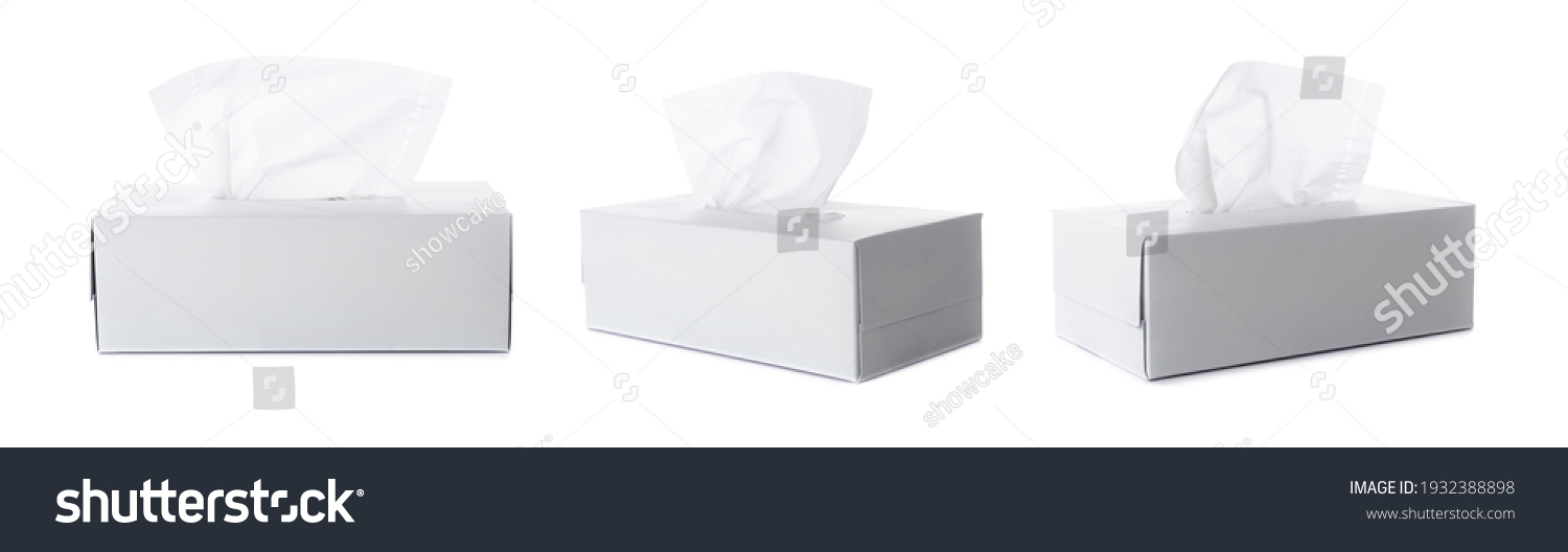 Opened tissue box on white background for print design and mock up #1932388898