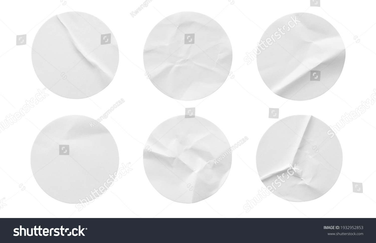 Blank white round paper sticker label set collection isolated on white background #1932952853