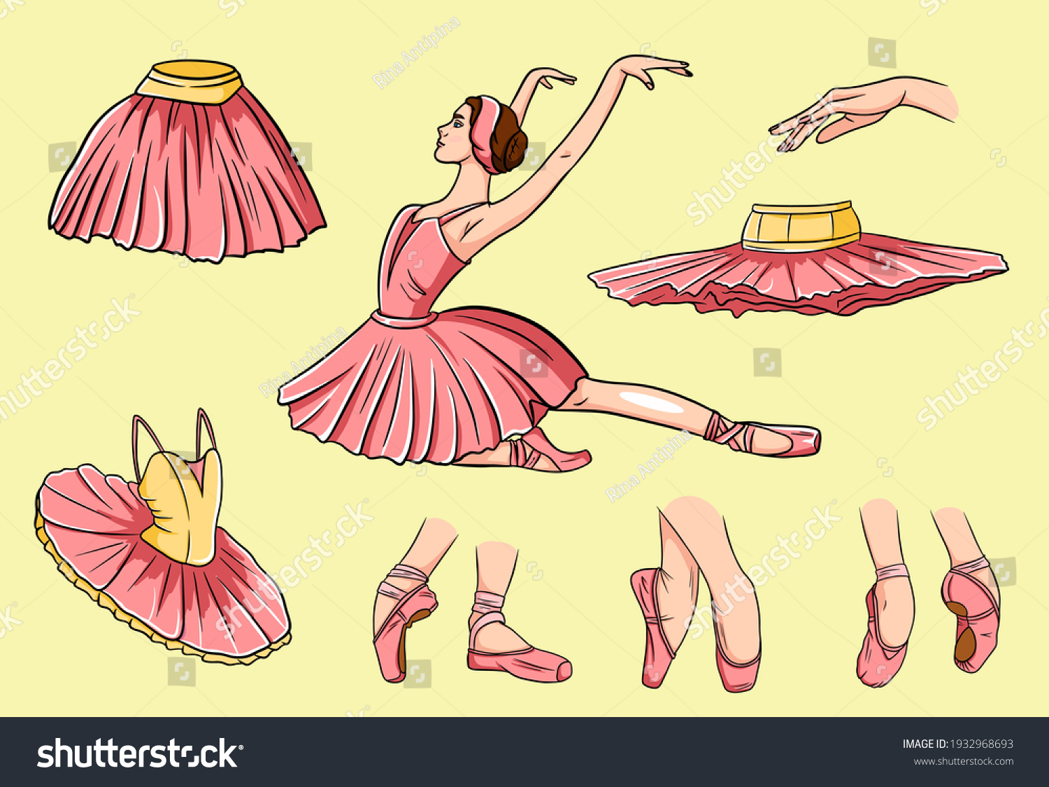 Vector ballet set. Ballerina and pointe shoes. - Royalty Free Stock ...