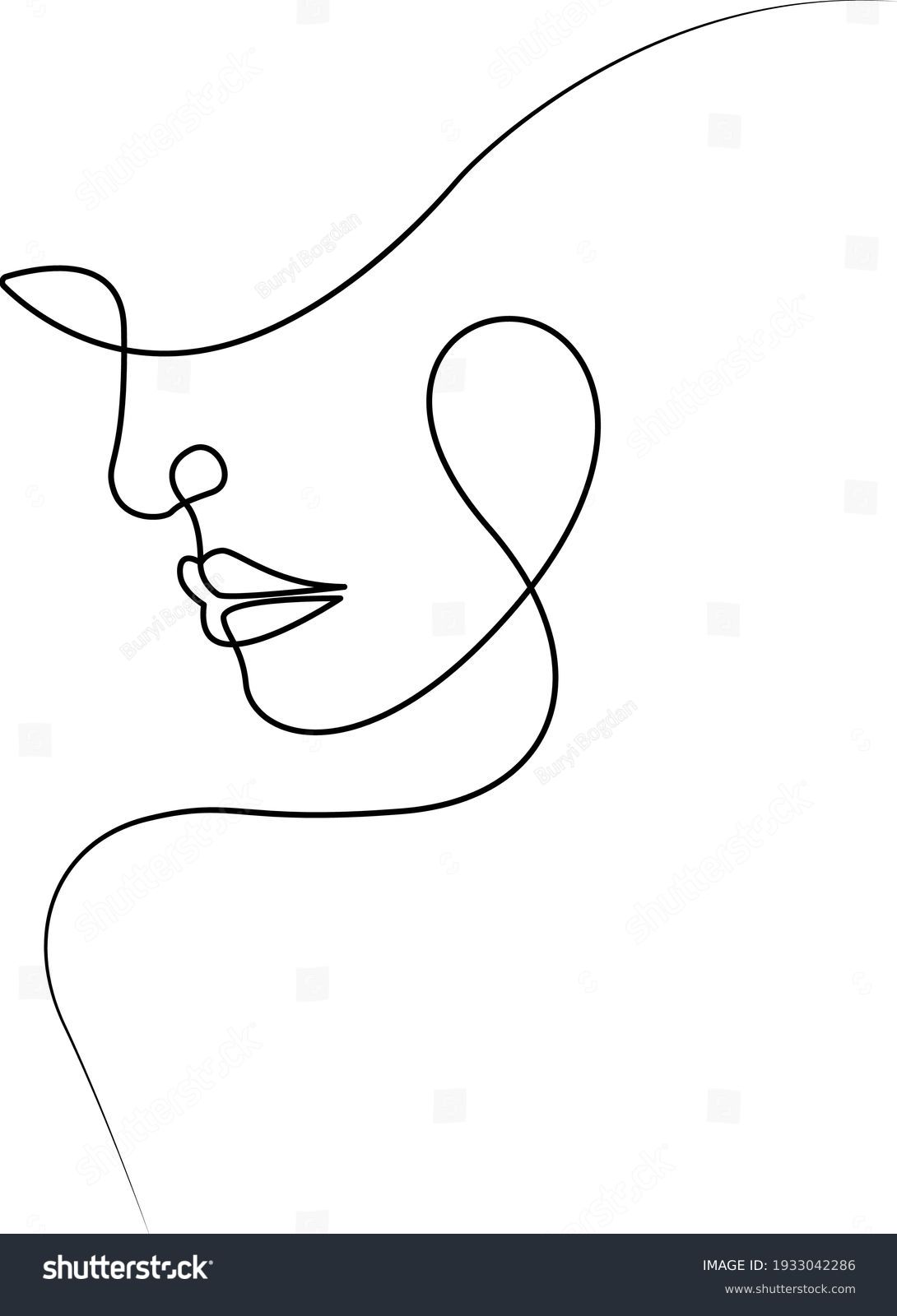 Minimalistic Silhouette Of Woman Face Black And Royalty Free Stock Vector Avopix Com