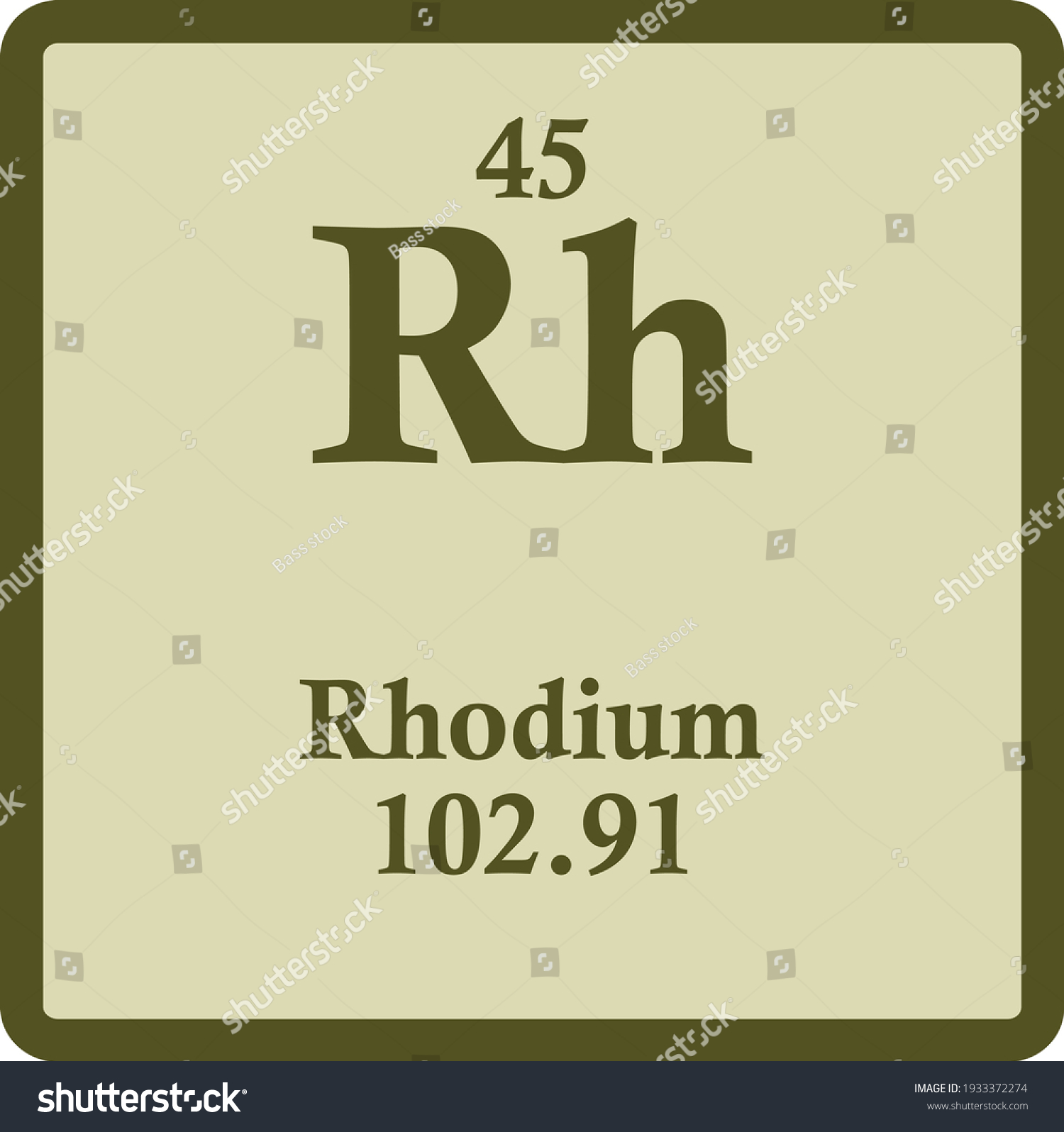 Rhodium Rh Transition metal Chemical Element - Royalty Free Stock ...