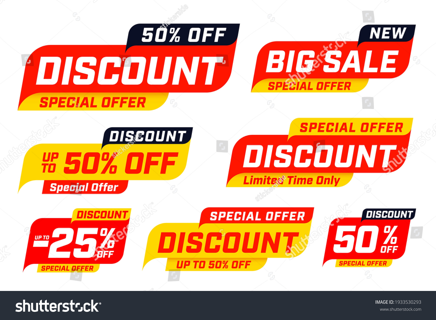 Big sale special discount offer badge and label template set. Limited time pricing up to 25 and 50 percent off for shop and online shopping vector illustration isolated on white background #1933530293