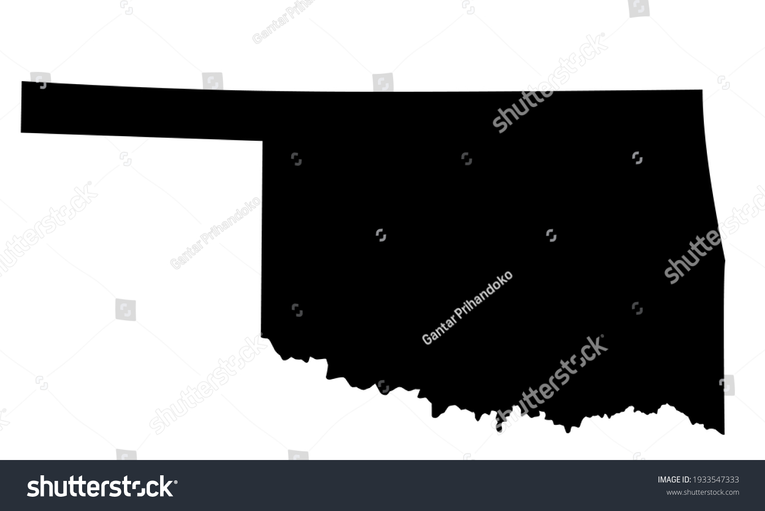 black silhouette of Oklahoma state map in USA on - Royalty Free Stock ...