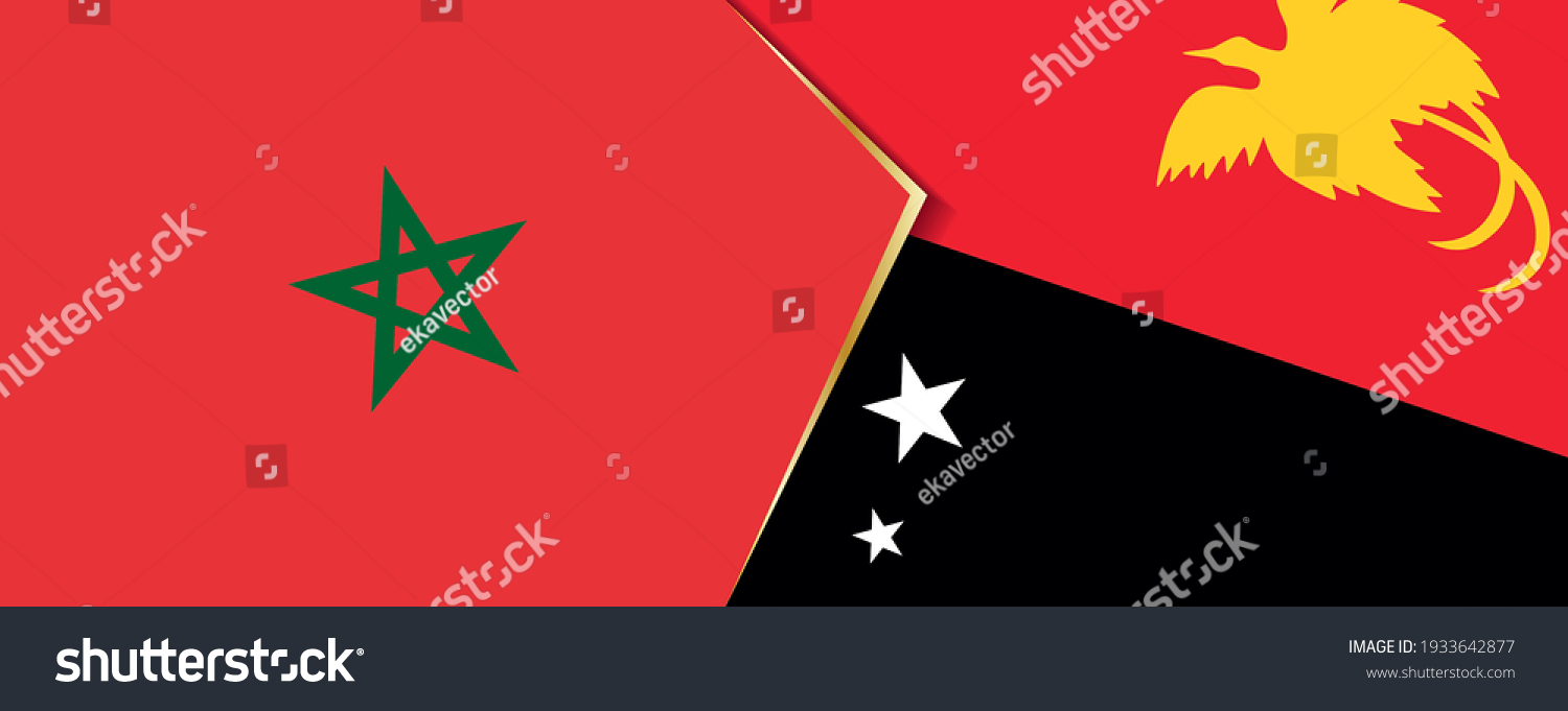 Morocco and Papua New Guinea flags, two vector - Royalty Free Stock ...