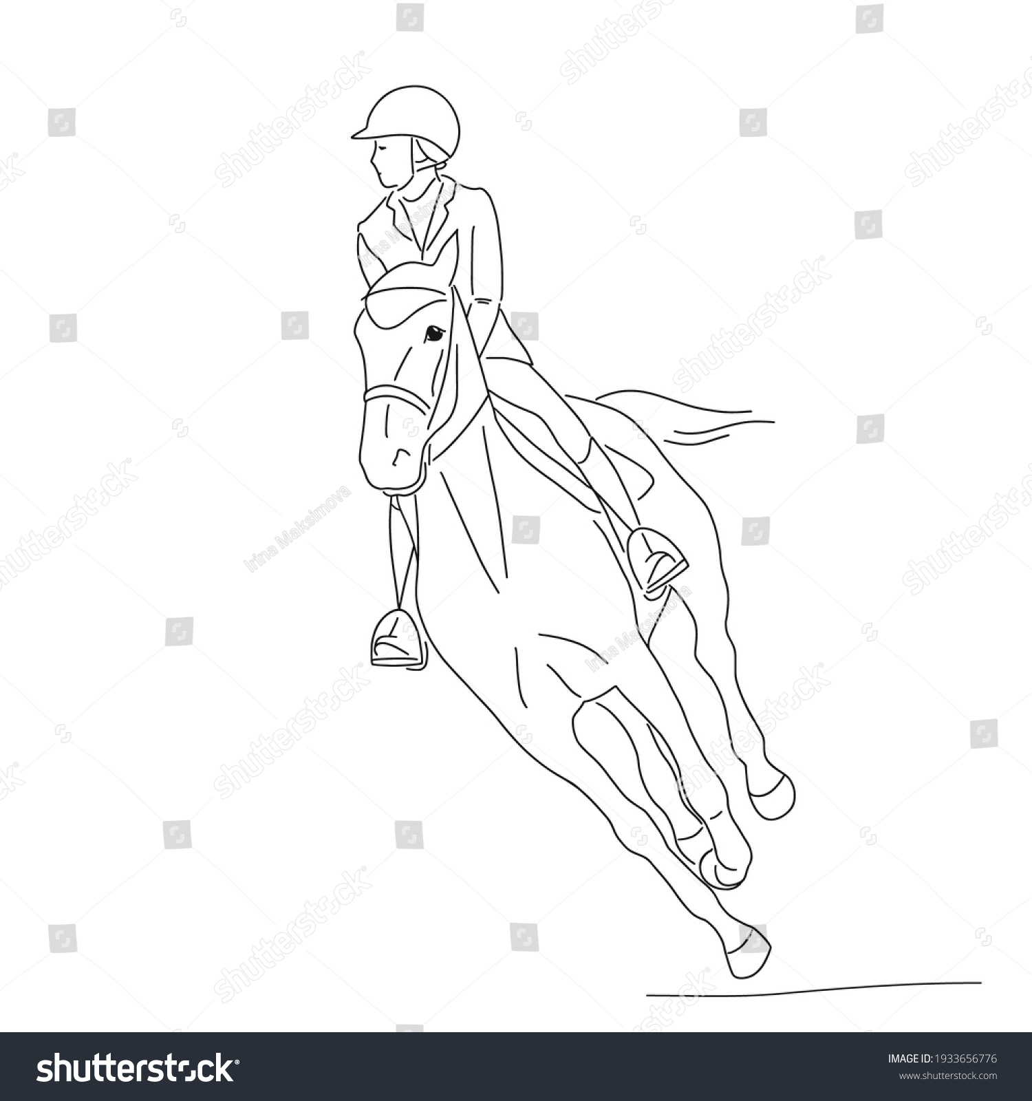 Show jumper rider is cantering on horse isolated - Royalty Free Stock ...