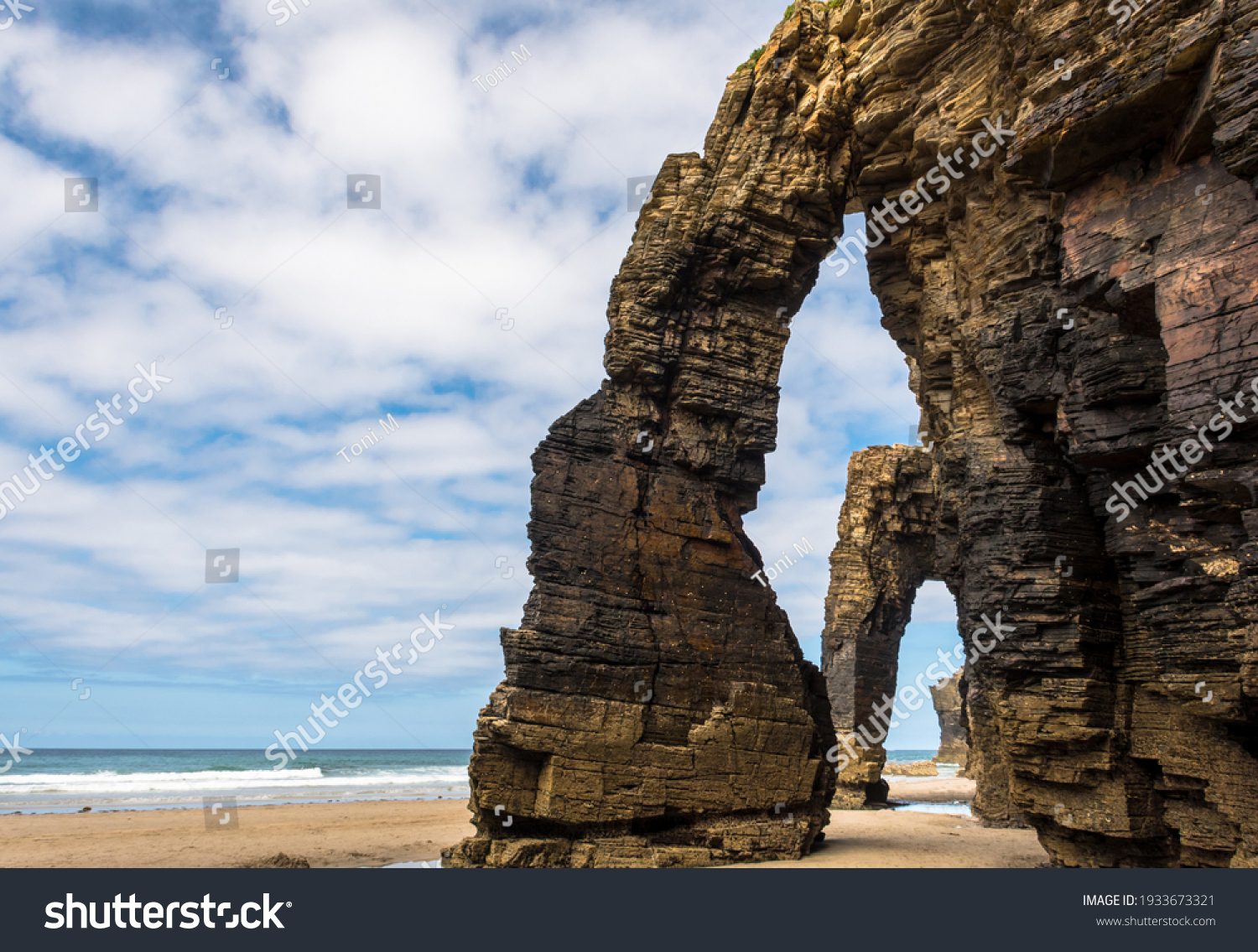 Natural stone arches of the Catedrales beach in - Royalty Free Stock ...