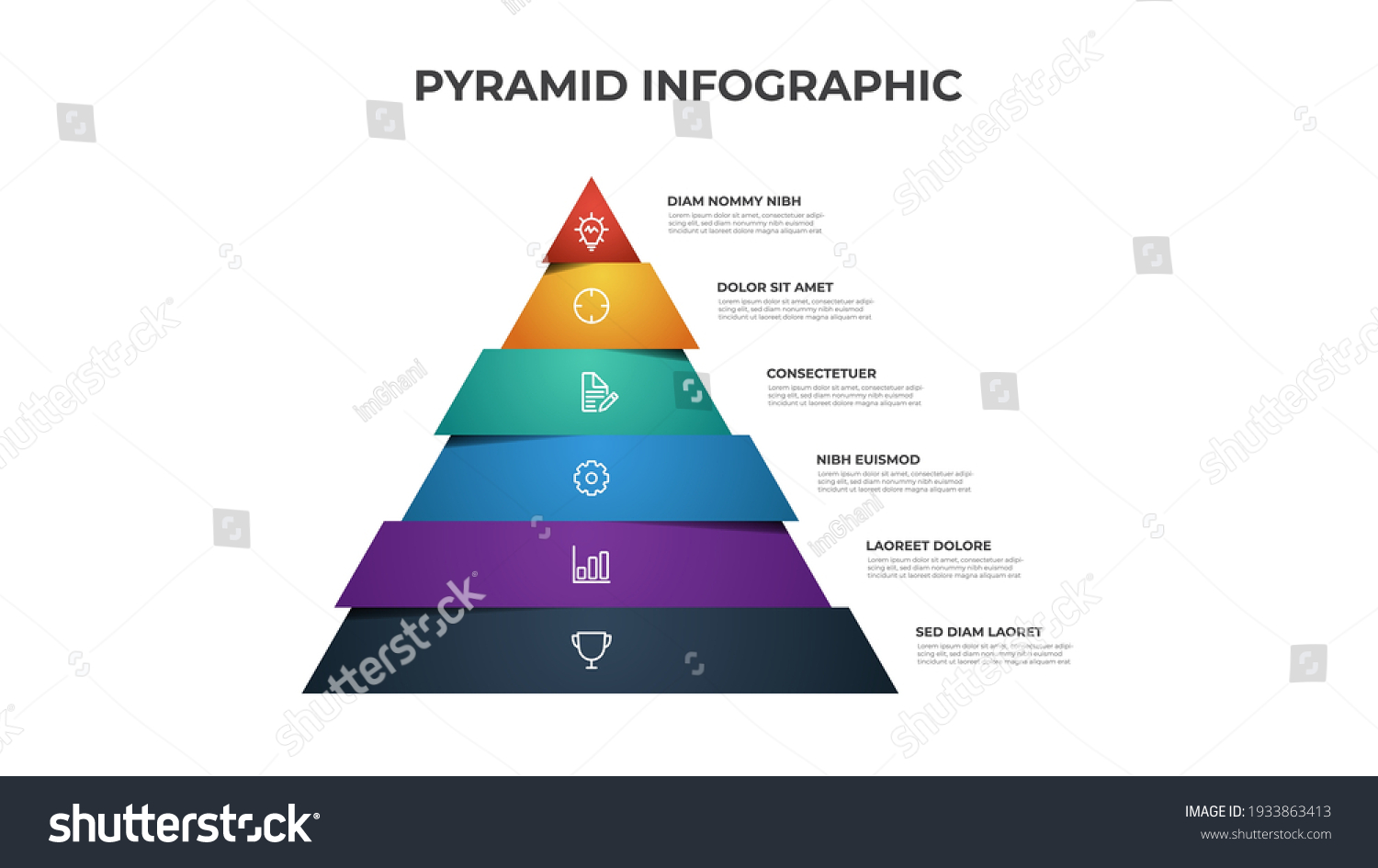 Colorful pyramid infographic template vector - Royalty Free Stock ...