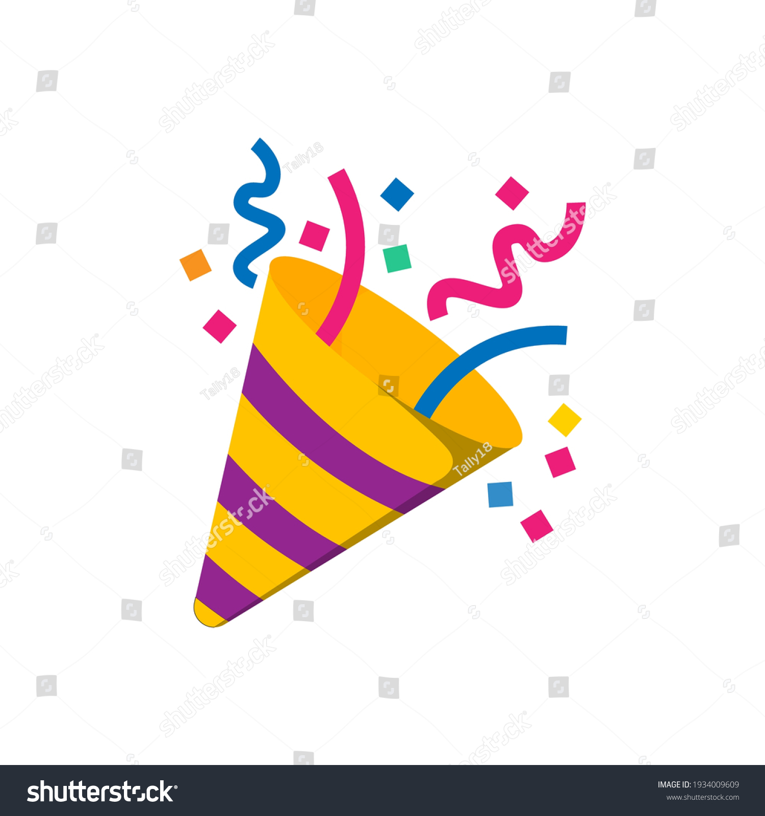 Party popper emoji icon .Confetti logo,congratulate and celebrate elements.Vector party poppers .Exploding cracker icon. #1934009609