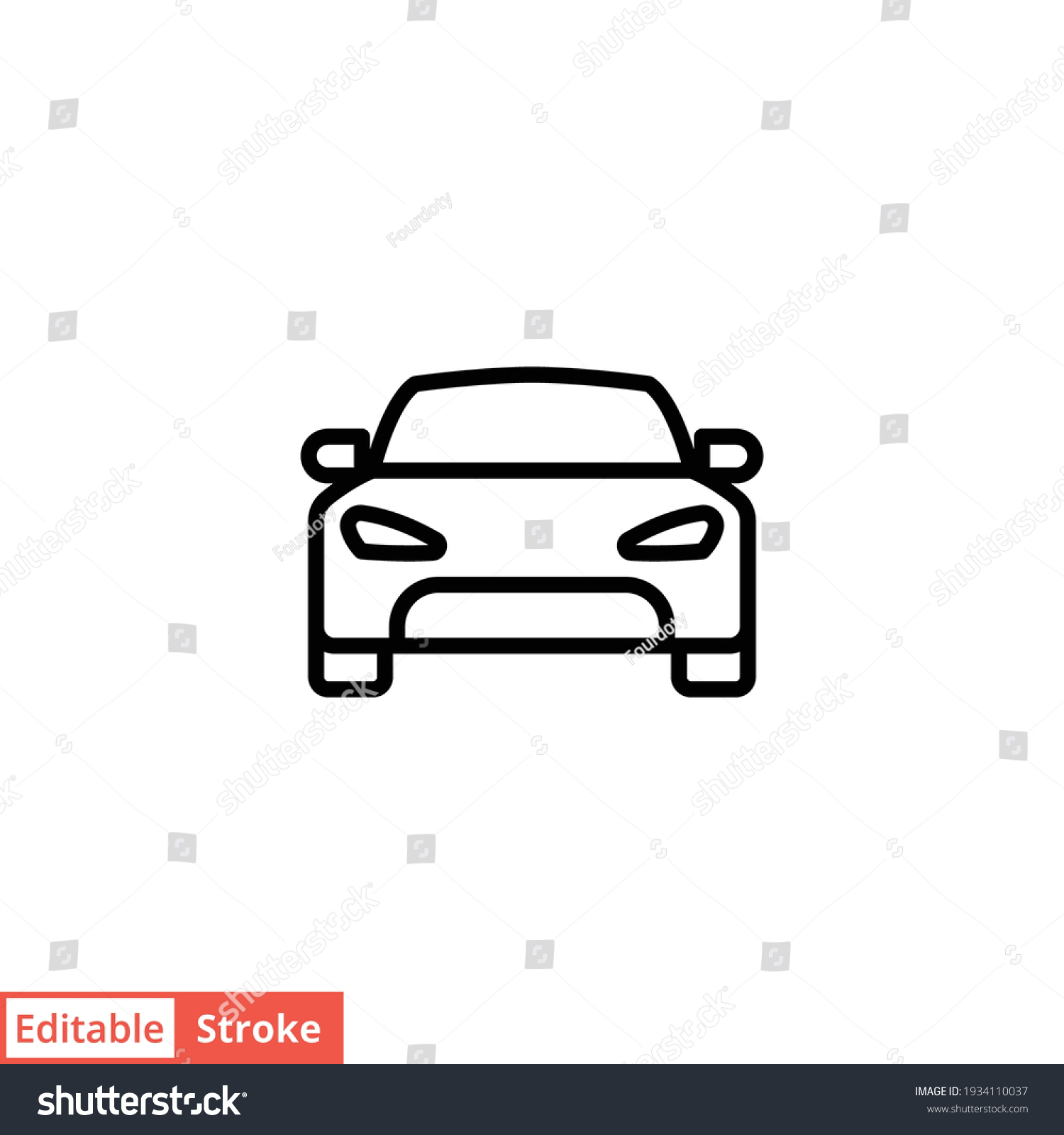 Car front line icon. Simple outline style sign symbol. Auto, view, sport, race, transport concept. Vector illustration isolated on white background. Editable stroke EPS 10. #1934110037