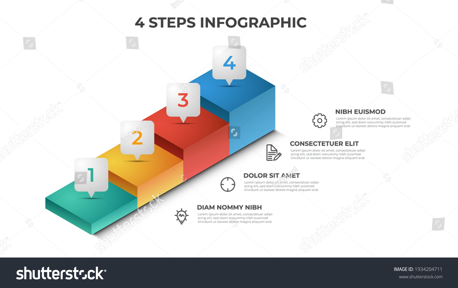 4 stairs steps infographic element template - Royalty Free Stock Vector ...