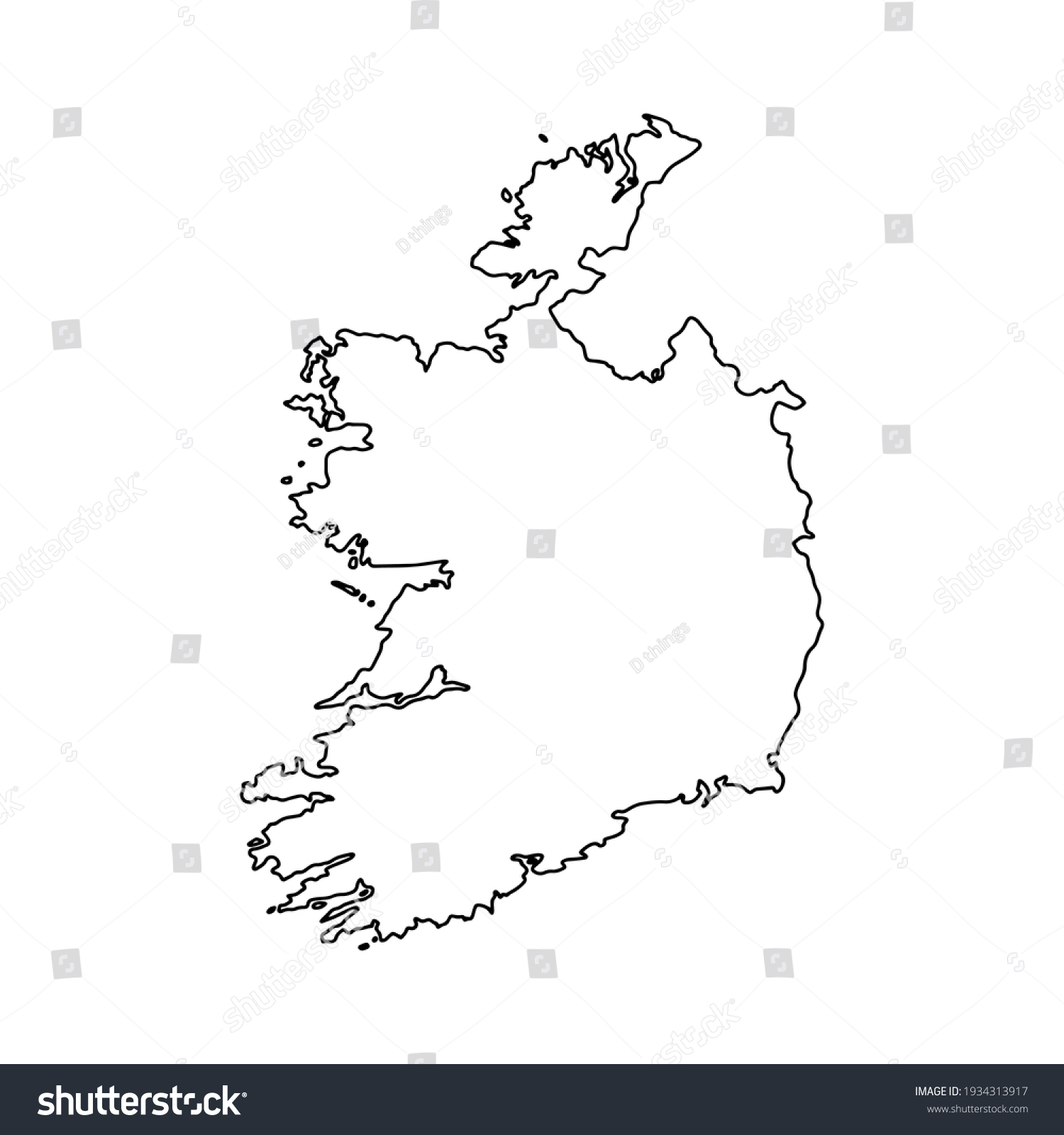 Outline map of Ireland without Northern Ireland - Royalty Free Stock