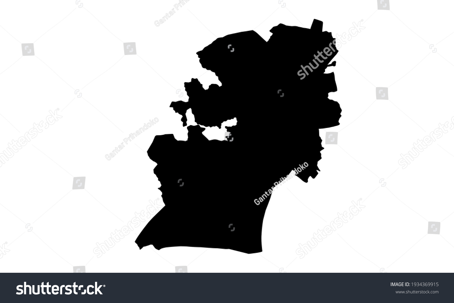 Black silhouette of a map of the city of - Royalty Free Stock Vector ...