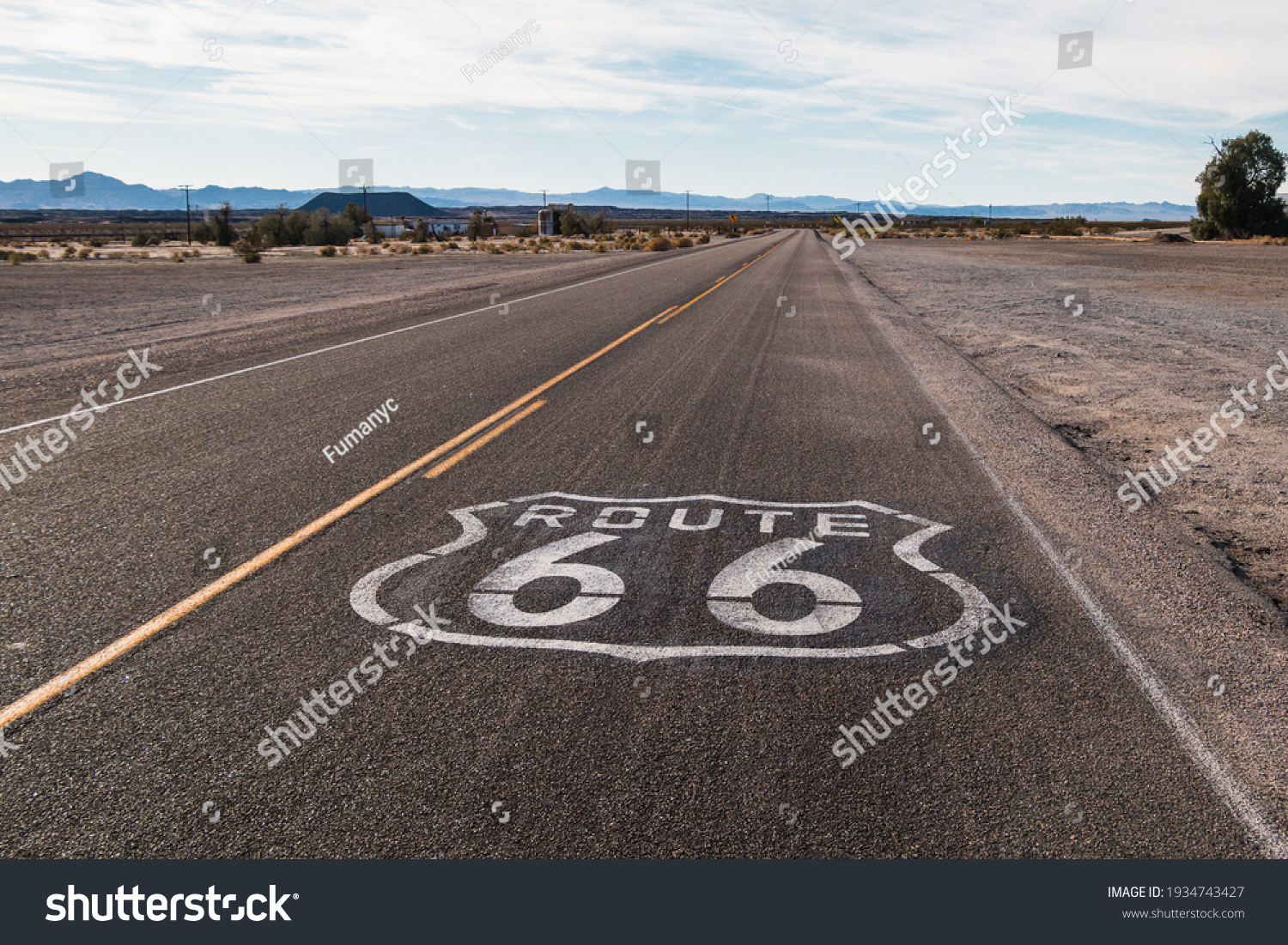 A wide shot of Route 66 in California #1934743427