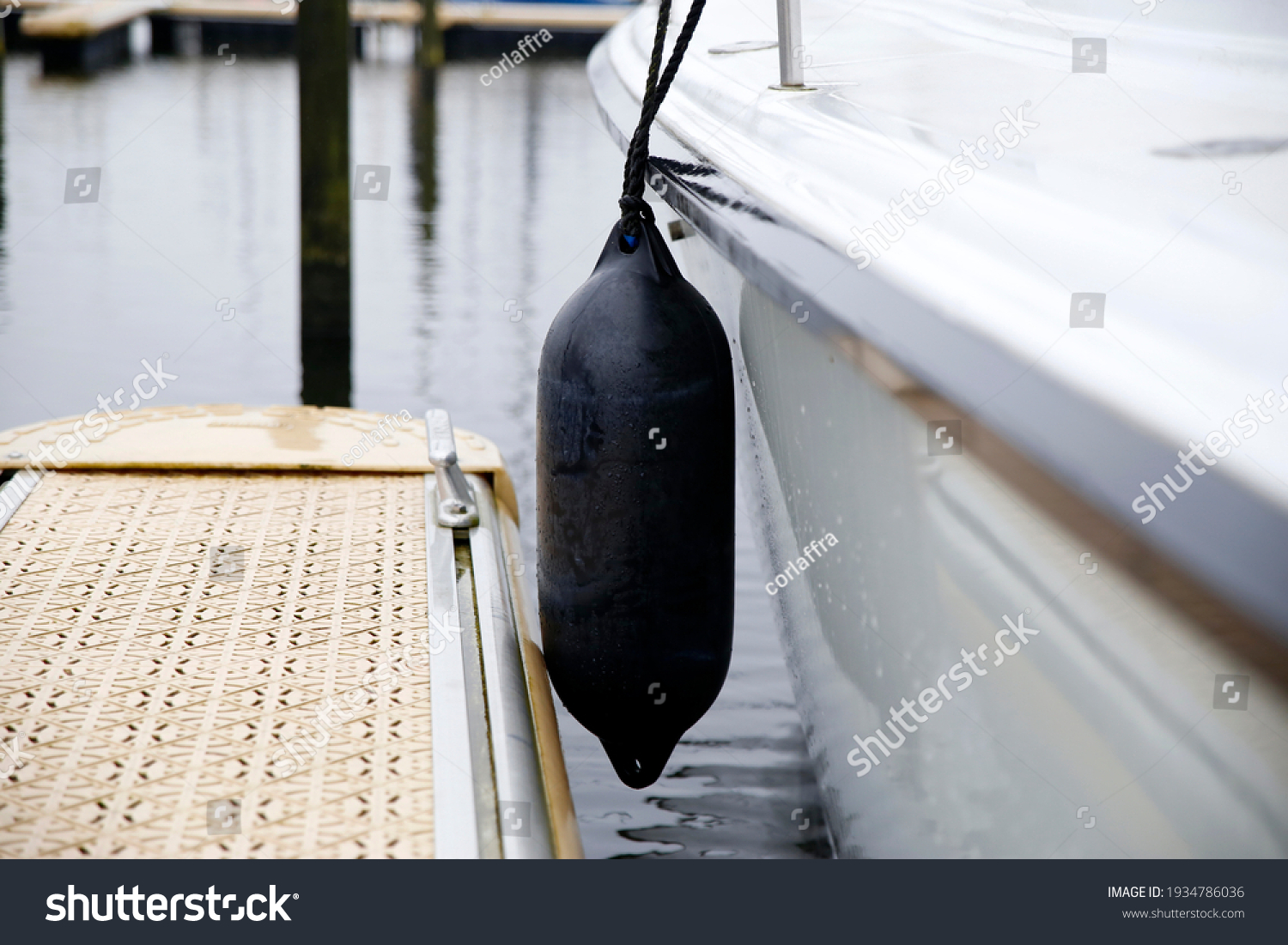 Close-up of the fenders of a sailing yacht #1934786036