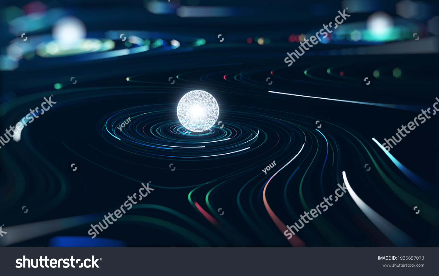  Abstract technology big data concept. Motion graphic for abstract data center, data flow. Transferring of big data and storage of block chain, server,  hi-speed internet. 3D Rendering. #1935657073
