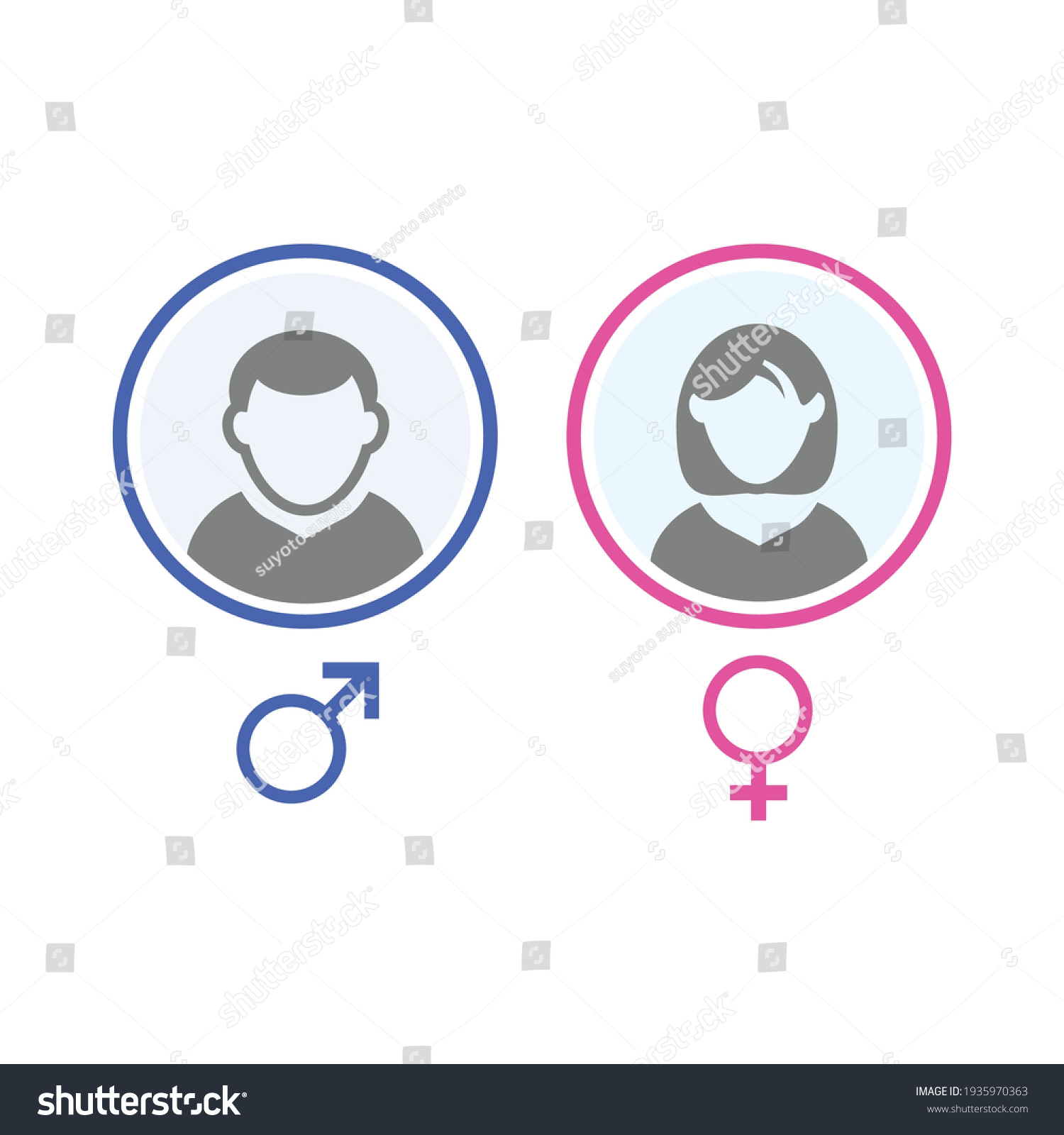
User avatar. male and female face isolated on white background #1935970363