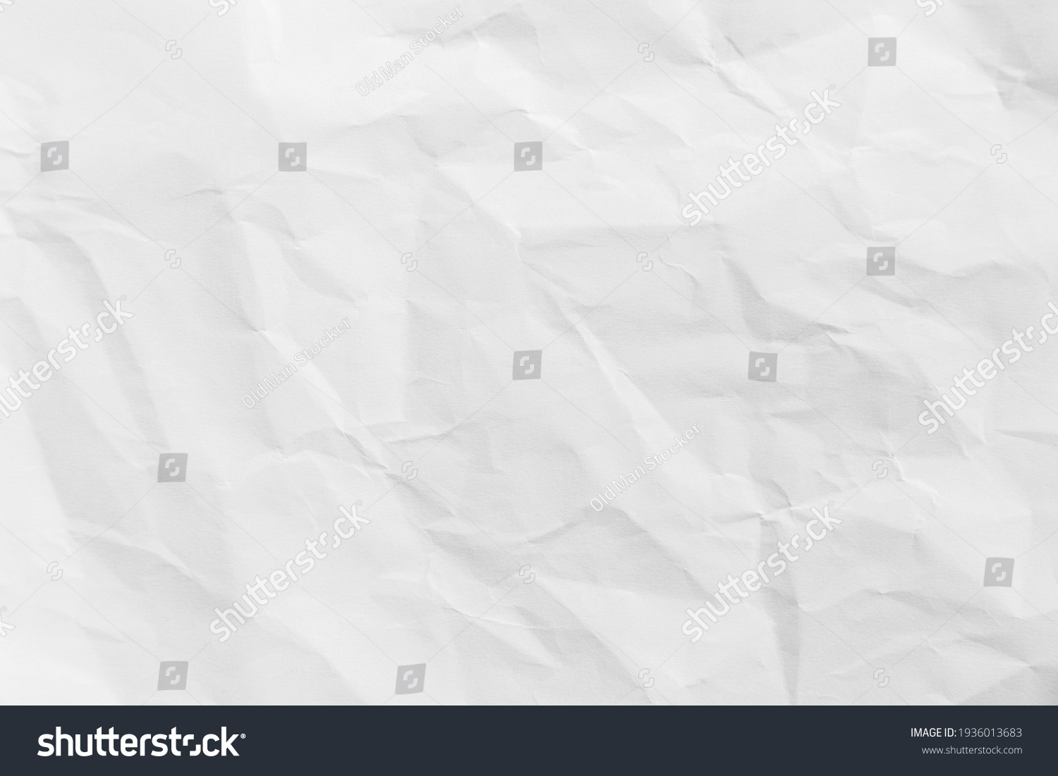 Recycled crumpled white paper texture or paper background for design with copy space for text or image #1936013683