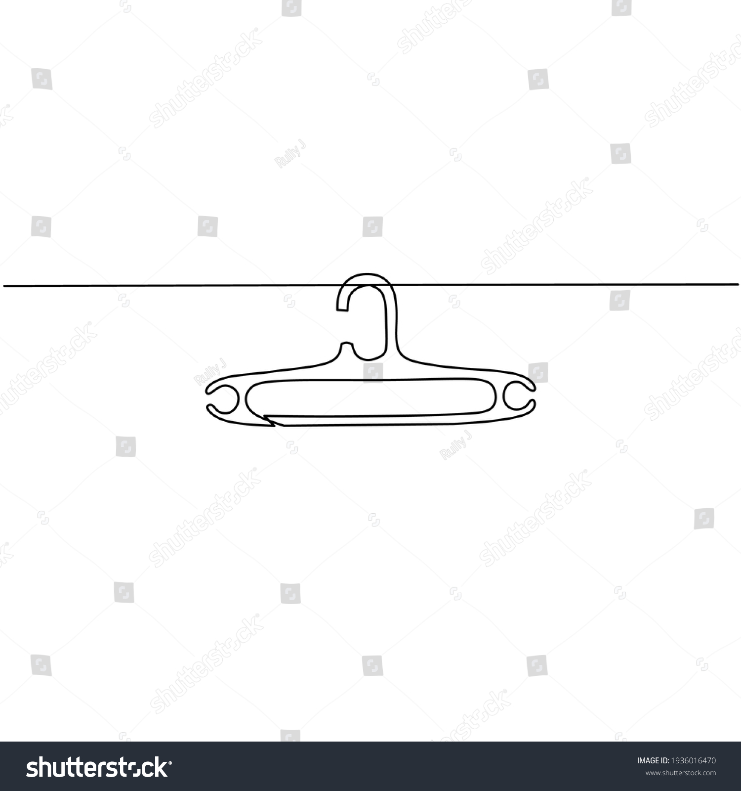 Continuous line  drawing of hangers, one line sign, single line art object, vector illustration #1936016470